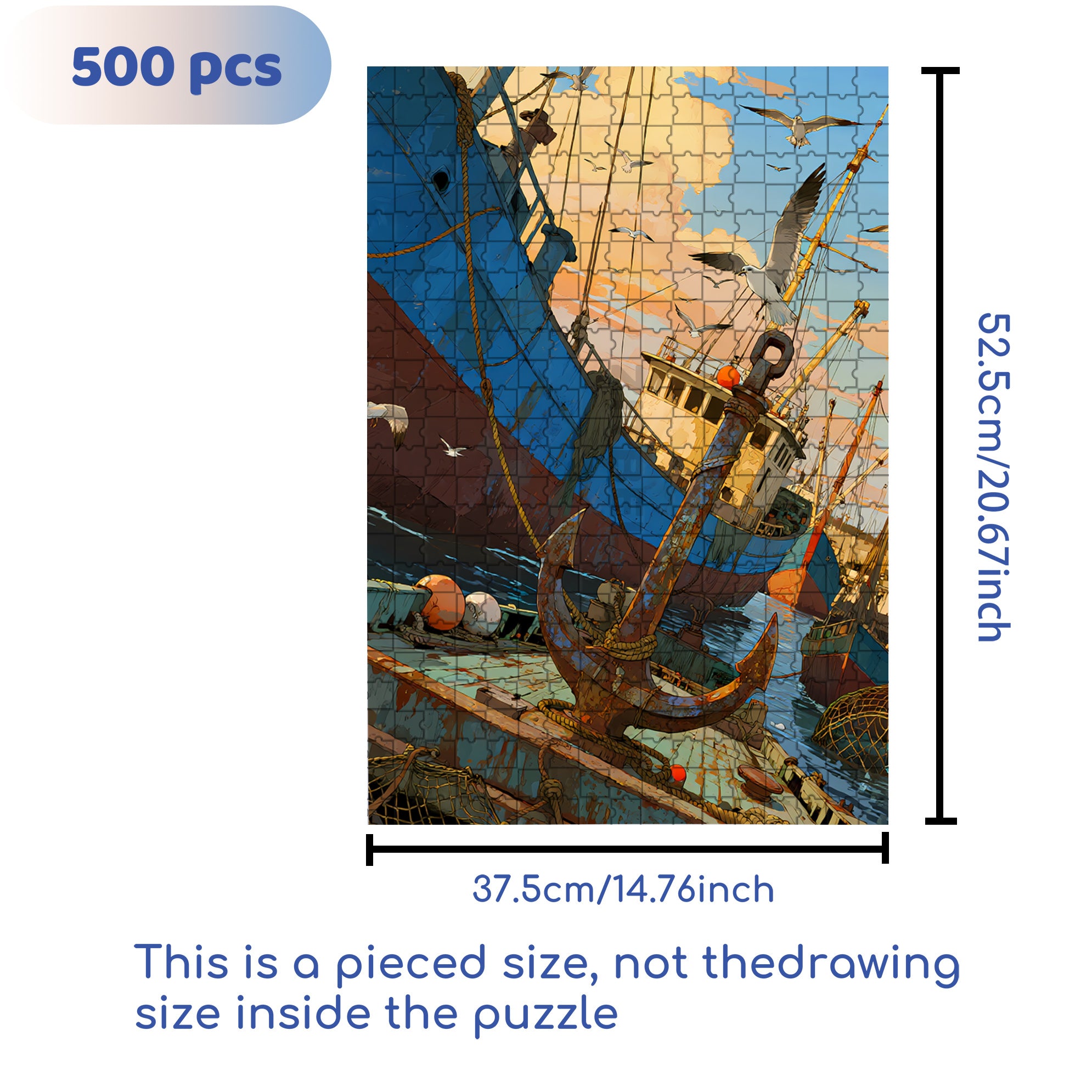 Fishing Port 500pcs/1000pcs Jigsaw Puzzle, Scratch-Resistant, Interactive Family Game & Brain-Boosting DIY Decor, Perfect for Halloween, Christmas & New Year Gifts, Family Puzzle Game