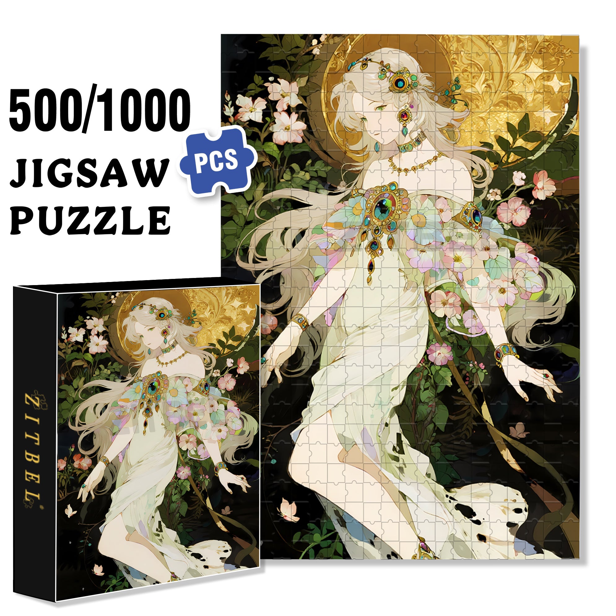 Flower Goddess 500pcs/1000pcs Jigsaw Puzzle, Scratch-Resistant, Interactive Family Game & Brain-Boosting DIY Decor, Perfect for Halloween, Christmas & New Year Gifts, Family Puzzle Game