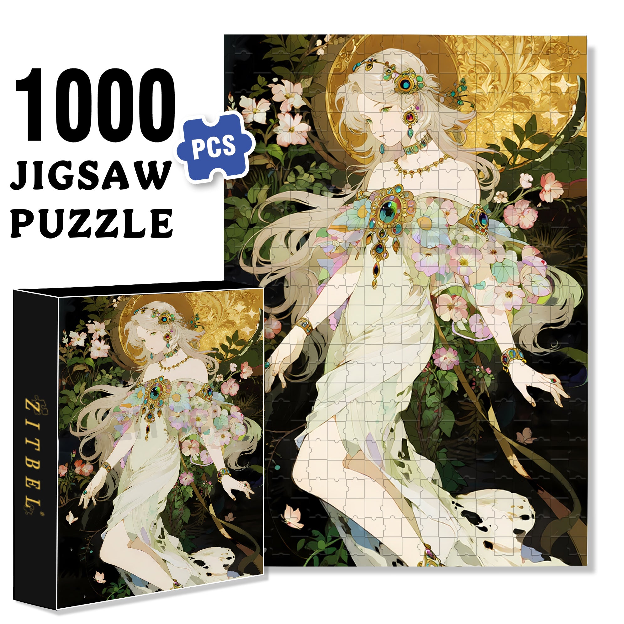 Flower Goddess 500pcs/1000pcs Jigsaw Puzzle, Scratch-Resistant, Interactive Family Game & Brain-Boosting DIY Decor, Perfect for Halloween, Christmas & New Year Gifts, Family Puzzle Game