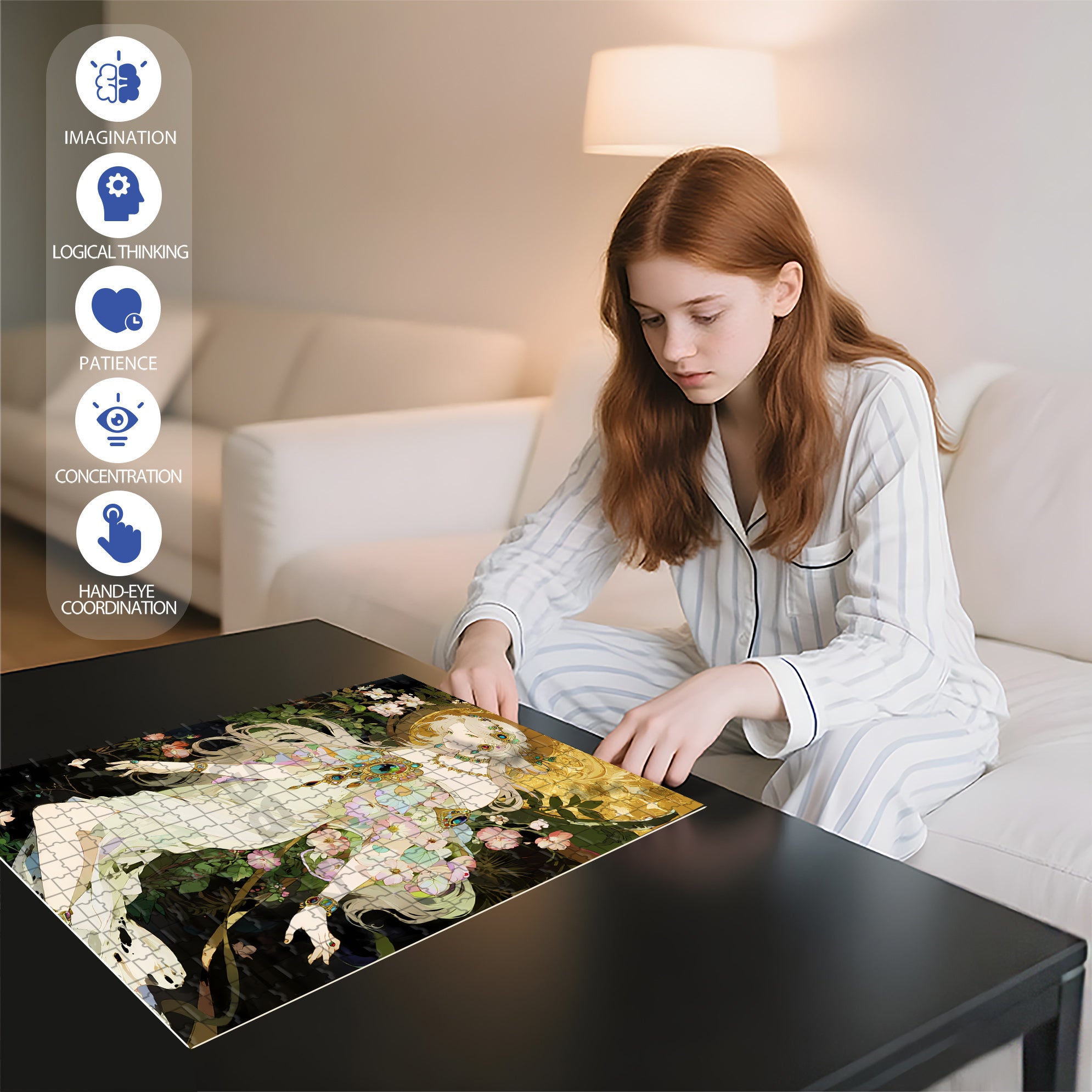 Flower Goddess 500pcs/1000pcs Jigsaw Puzzle, Scratch-Resistant, Interactive Family Game & Brain-Boosting DIY Decor, Perfect for Halloween, Christmas & New Year Gifts, Family Puzzle Game