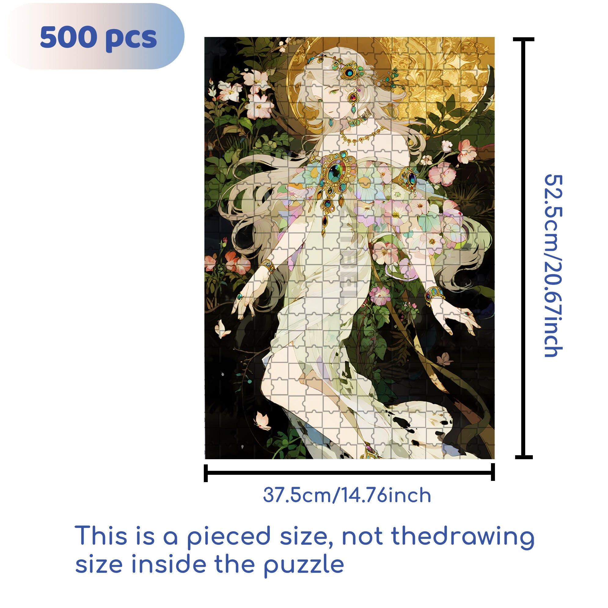 Flower Goddess 500pcs/1000pcs Jigsaw Puzzle, Scratch-Resistant, Interactive Family Game & Brain-Boosting DIY Decor, Perfect for Halloween, Christmas & New Year Gifts, Family Puzzle Game