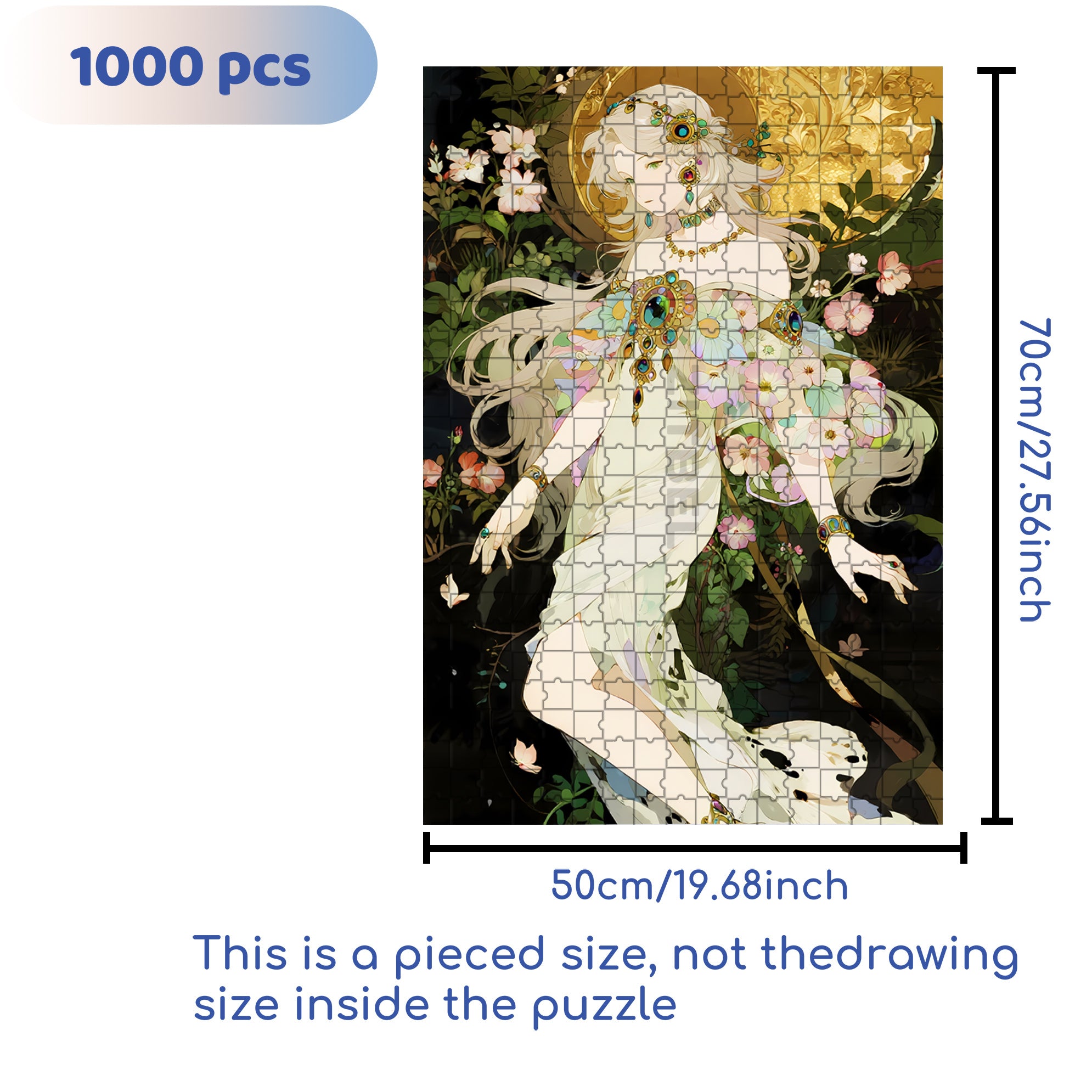 Flower Goddess 500pcs/1000pcs Jigsaw Puzzle, Scratch-Resistant, Interactive Family Game & Brain-Boosting DIY Decor, Perfect for Halloween, Christmas & New Year Gifts, Family Puzzle Game