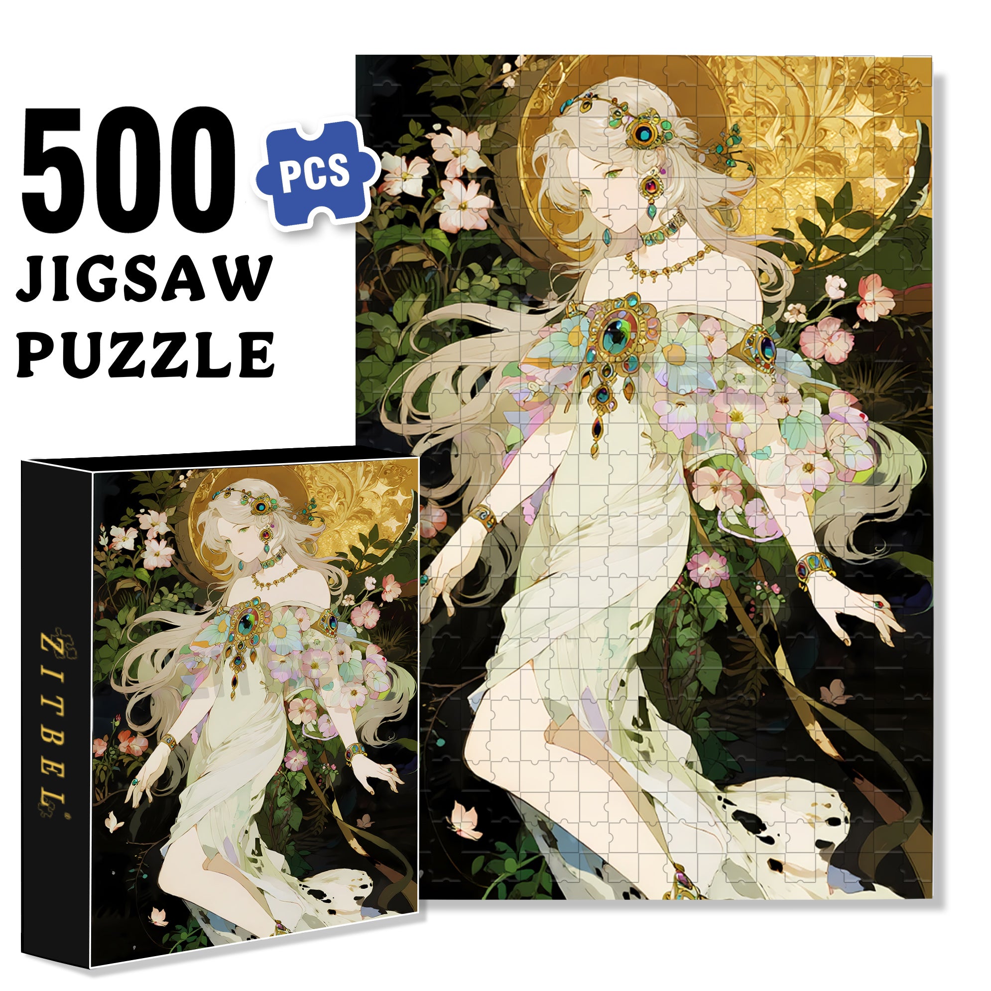 Flower Goddess 500pcs/1000pcs Jigsaw Puzzle, Scratch-Resistant, Interactive Family Game & Brain-Boosting DIY Decor, Perfect for Halloween, Christmas & New Year Gifts, Family Puzzle Game