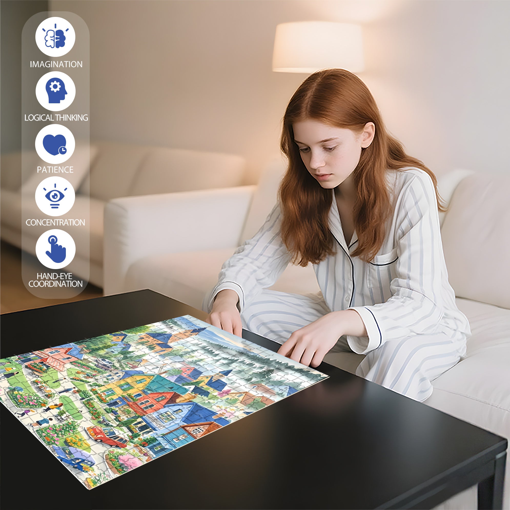 Garden Town 500pcs/1000pcs Jigsaw Puzzle, Scratch-Resistant, Interactive Family Game & Brain-Boosting DIY Decor, Perfect for Halloween, Christmas & New Year Gifts, Family Puzzle Game