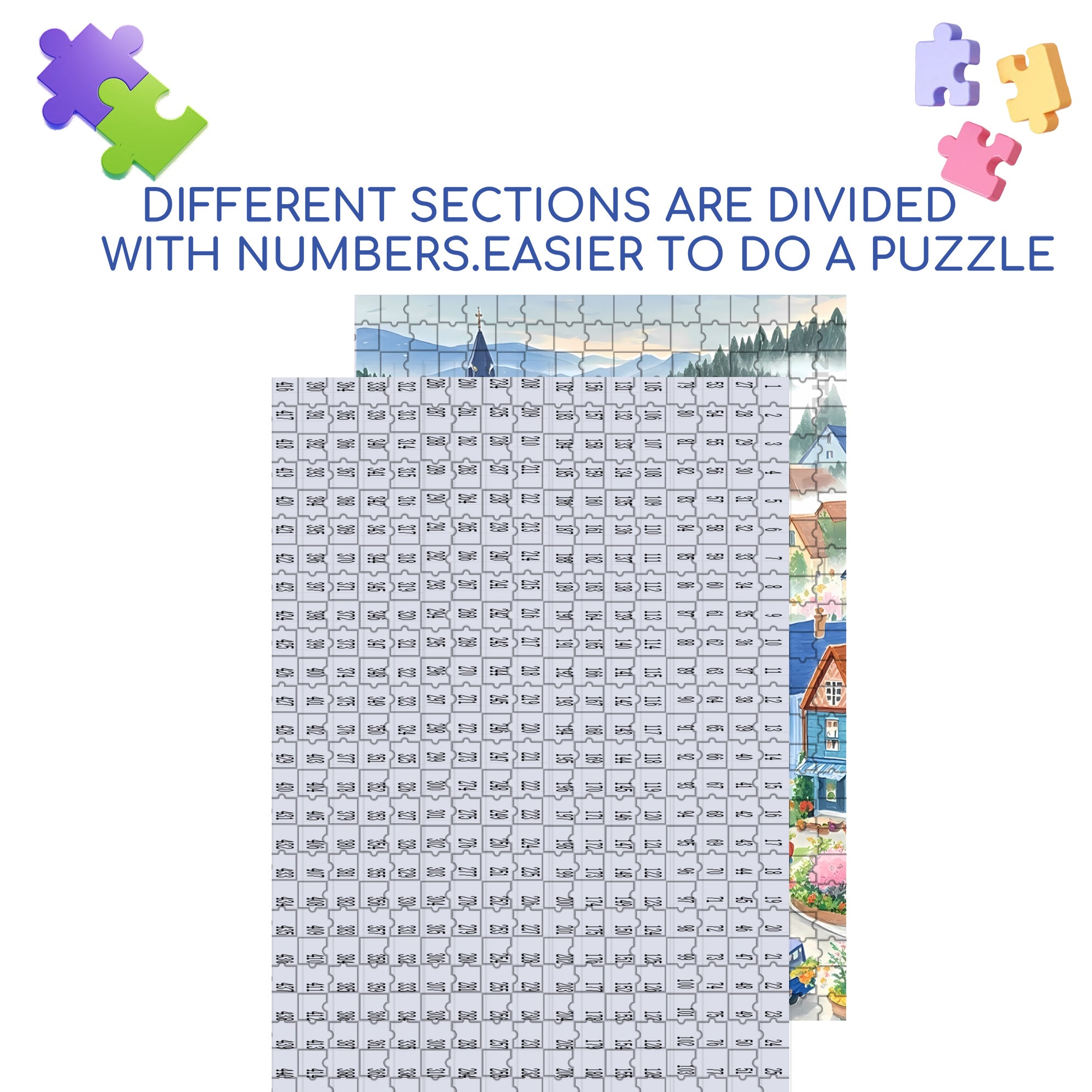 Garden Town 500pcs/1000pcs Jigsaw Puzzle, Scratch-Resistant, Interactive Family Game & Brain-Boosting DIY Decor, Perfect for Halloween, Christmas & New Year Gifts, Family Puzzle Game