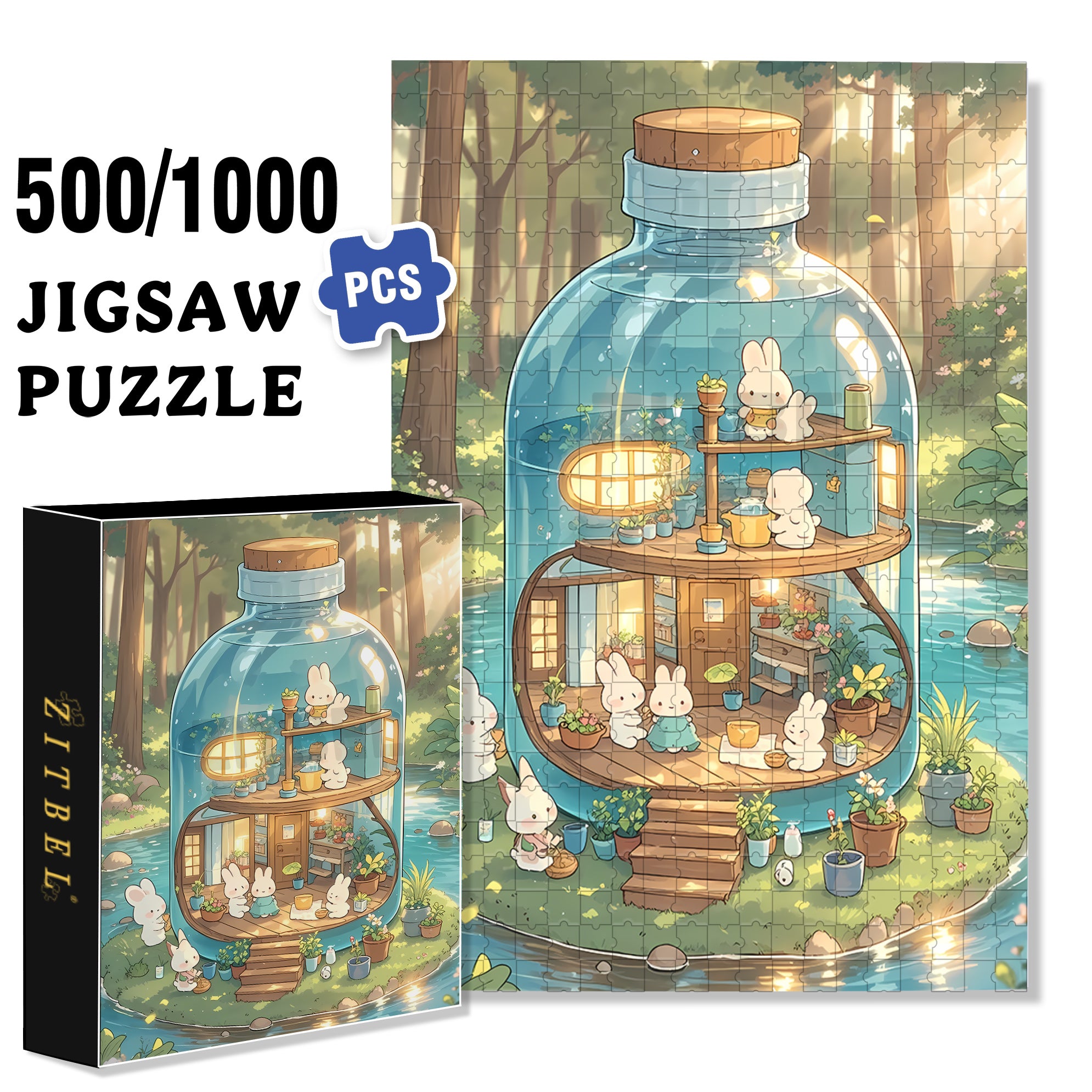 Glass Bottle Rhapsody 500pcs/1000pcs Jigsaw Puzzle, Scratch-Resistant, Interactive Family Game & Brain-Boosting DIY Decor, Perfect for Halloween, Christmas & New Year Gifts, Family Puzzle Game