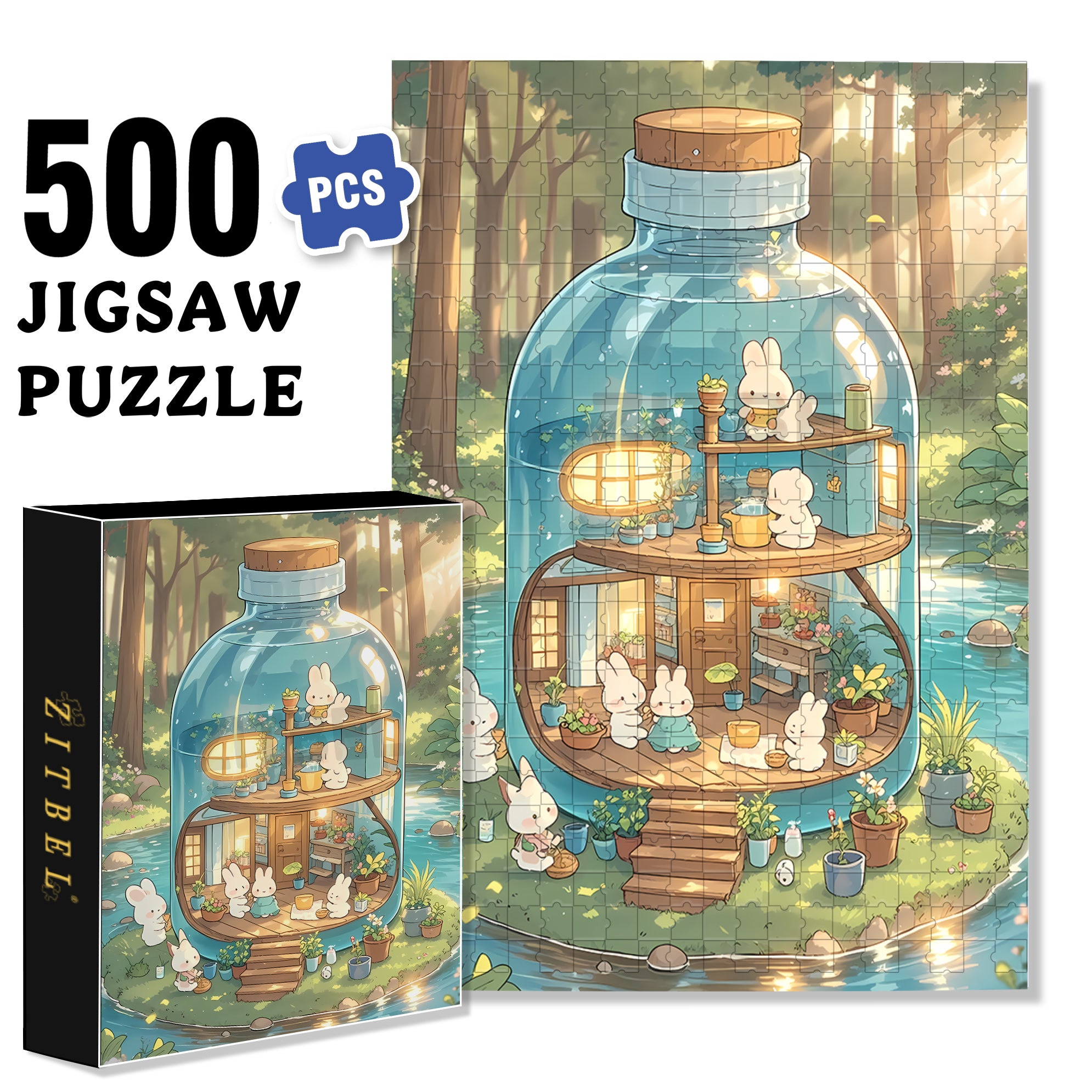 Glass Bottle Rhapsody 500pcs/1000pcs Jigsaw Puzzle, Scratch-Resistant, Interactive Family Game & Brain-Boosting DIY Decor, Perfect for Halloween, Christmas & New Year Gifts, Family Puzzle Game