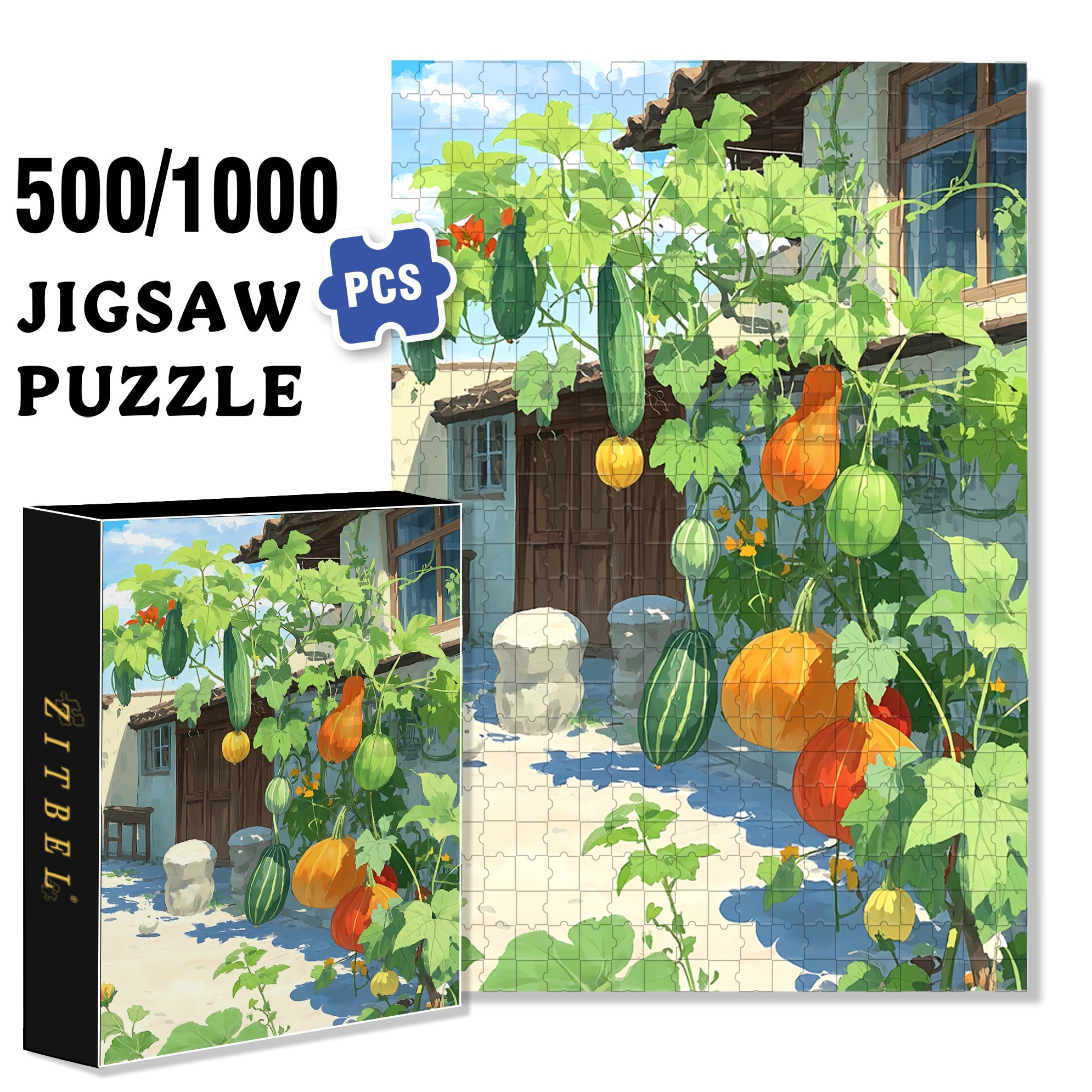 Great Harvest 500pcs/1000pcs Jigsaw Puzzle, Scratch-Resistant, Interactive Family Game & Brain-Boosting DIY Decor, Perfect for Halloween, Christmas & New Year Gifts, Family Puzzle Game