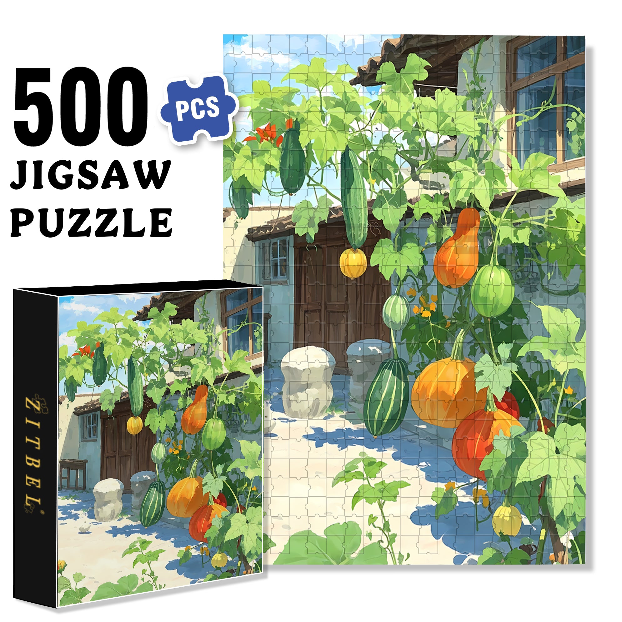 Great Harvest 500pcs/1000pcs Jigsaw Puzzle, Scratch-Resistant, Interactive Family Game & Brain-Boosting DIY Decor, Perfect for Halloween, Christmas & New Year Gifts, Family Puzzle Game