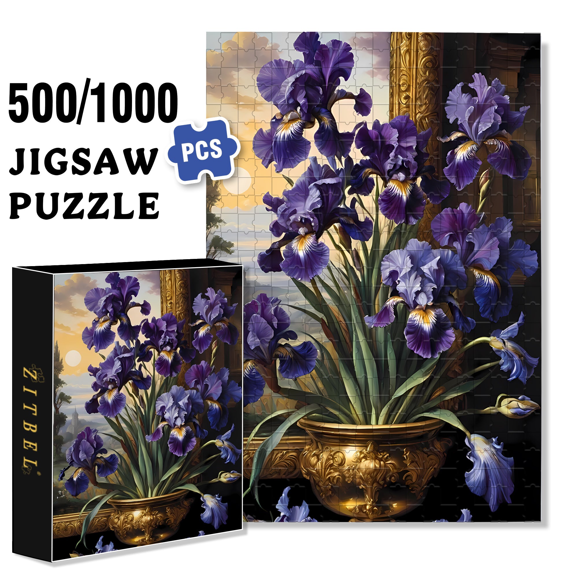 Iris 500pcs/1000pcs Jigsaw Puzzle, Scratch-Resistant, Interactive Family Game & Brain-Boosting DIY Decor, Perfect for Halloween, Christmas & New Year Gifts, Family Puzzle Game