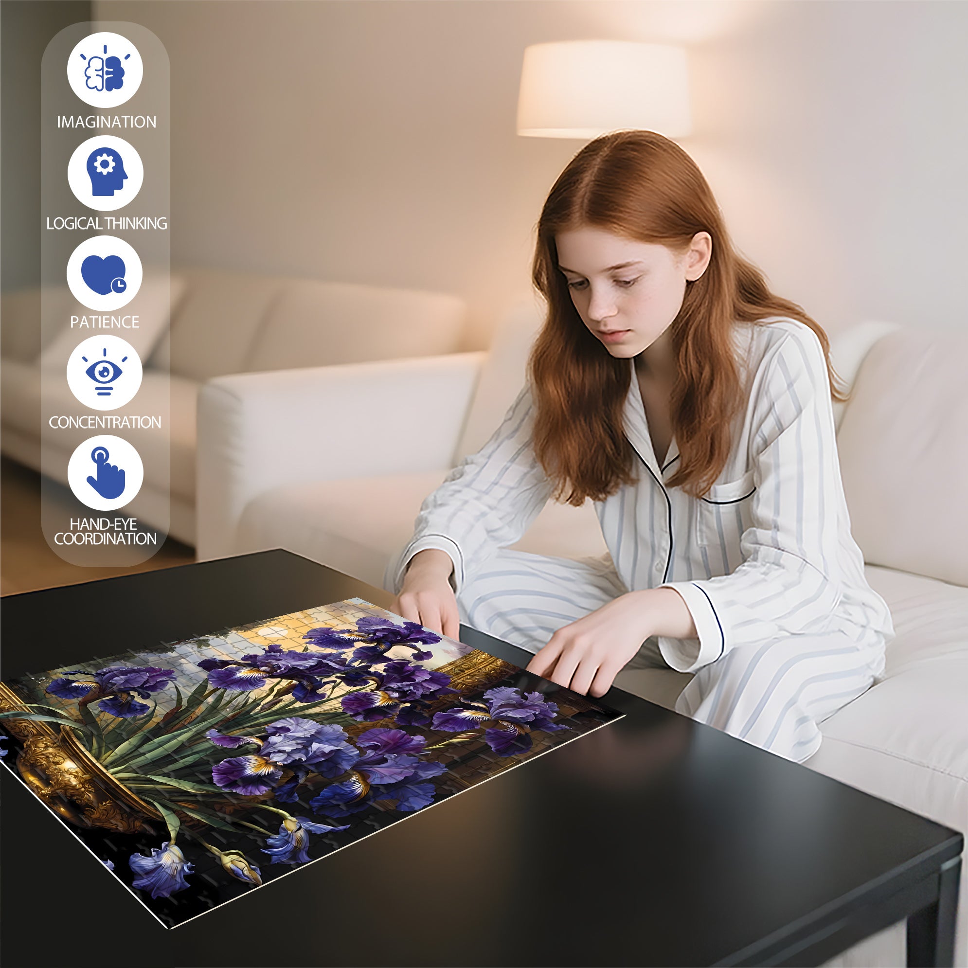 Iris 500pcs/1000pcs Jigsaw Puzzle, Scratch-Resistant, Interactive Family Game & Brain-Boosting DIY Decor, Perfect for Halloween, Christmas & New Year Gifts, Family Puzzle Game