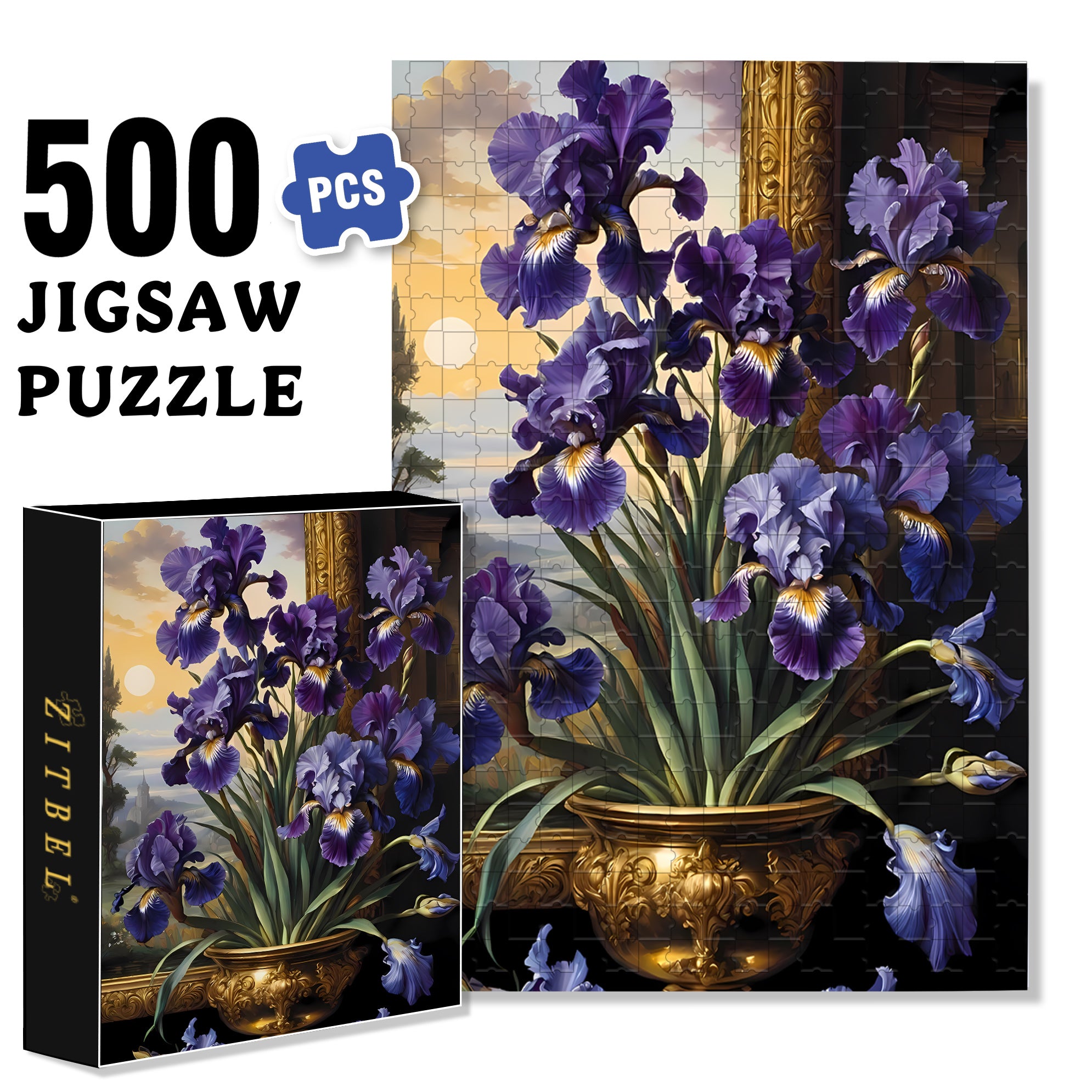 Iris 500pcs/1000pcs Jigsaw Puzzle, Scratch-Resistant, Interactive Family Game & Brain-Boosting DIY Decor, Perfect for Halloween, Christmas & New Year Gifts, Family Puzzle Game