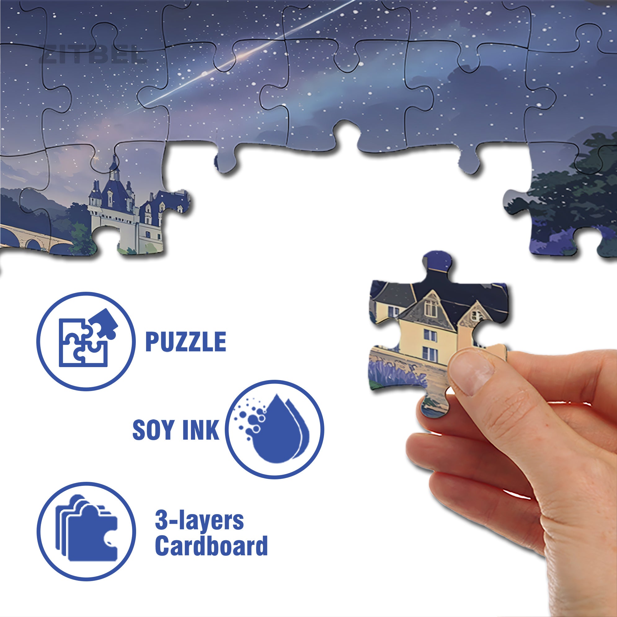 Lavender Town 500pcs/1000pcs Jigsaw Puzzle, Scratch-Resistant, Interactive Family Game & Brain-Boosting DIY Decor, Perfect for Halloween, Christmas & New Year Gifts, Family Puzzle Game