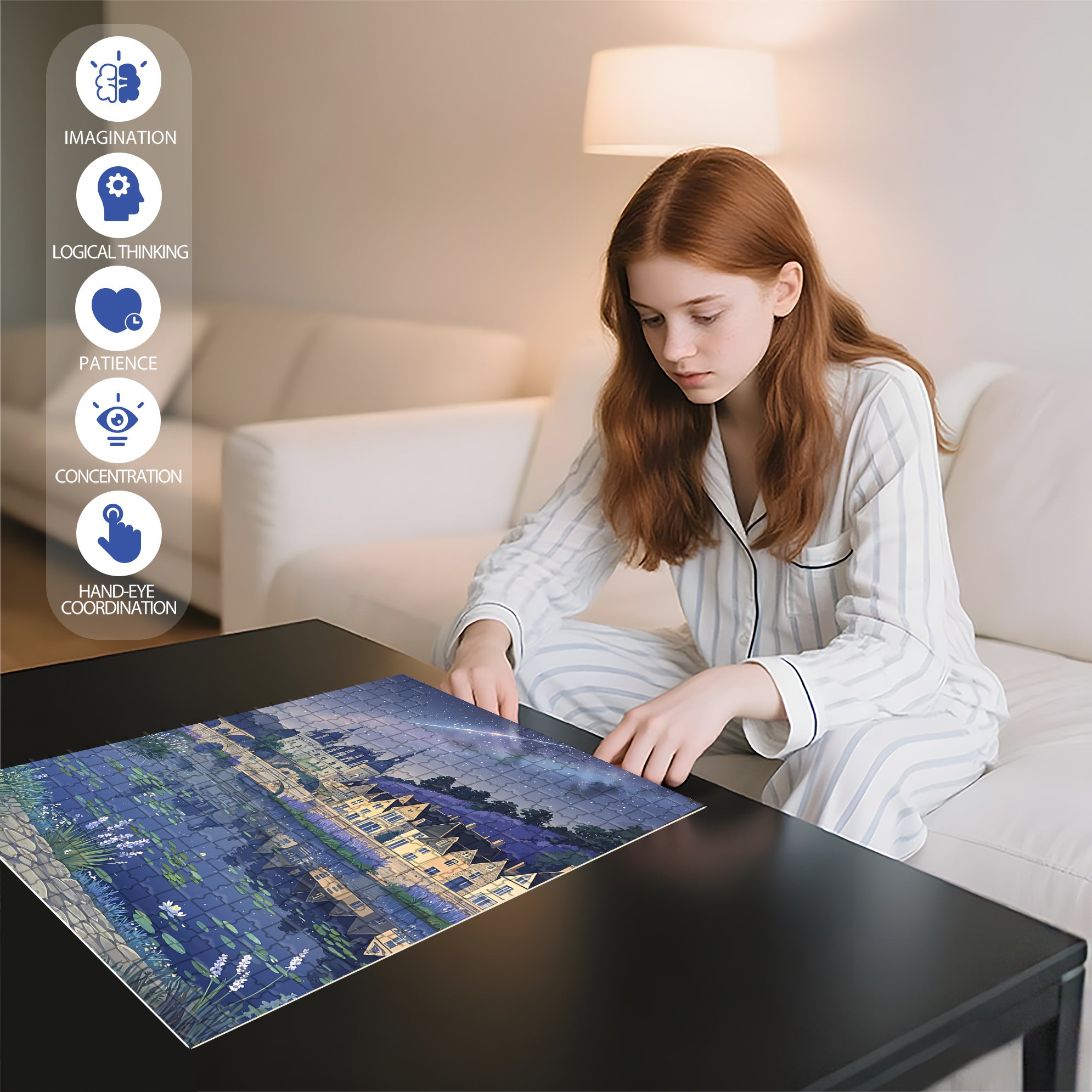 Lavender Town 500pcs/1000pcs Jigsaw Puzzle, Scratch-Resistant, Interactive Family Game & Brain-Boosting DIY Decor, Perfect for Halloween, Christmas & New Year Gifts, Family Puzzle Game