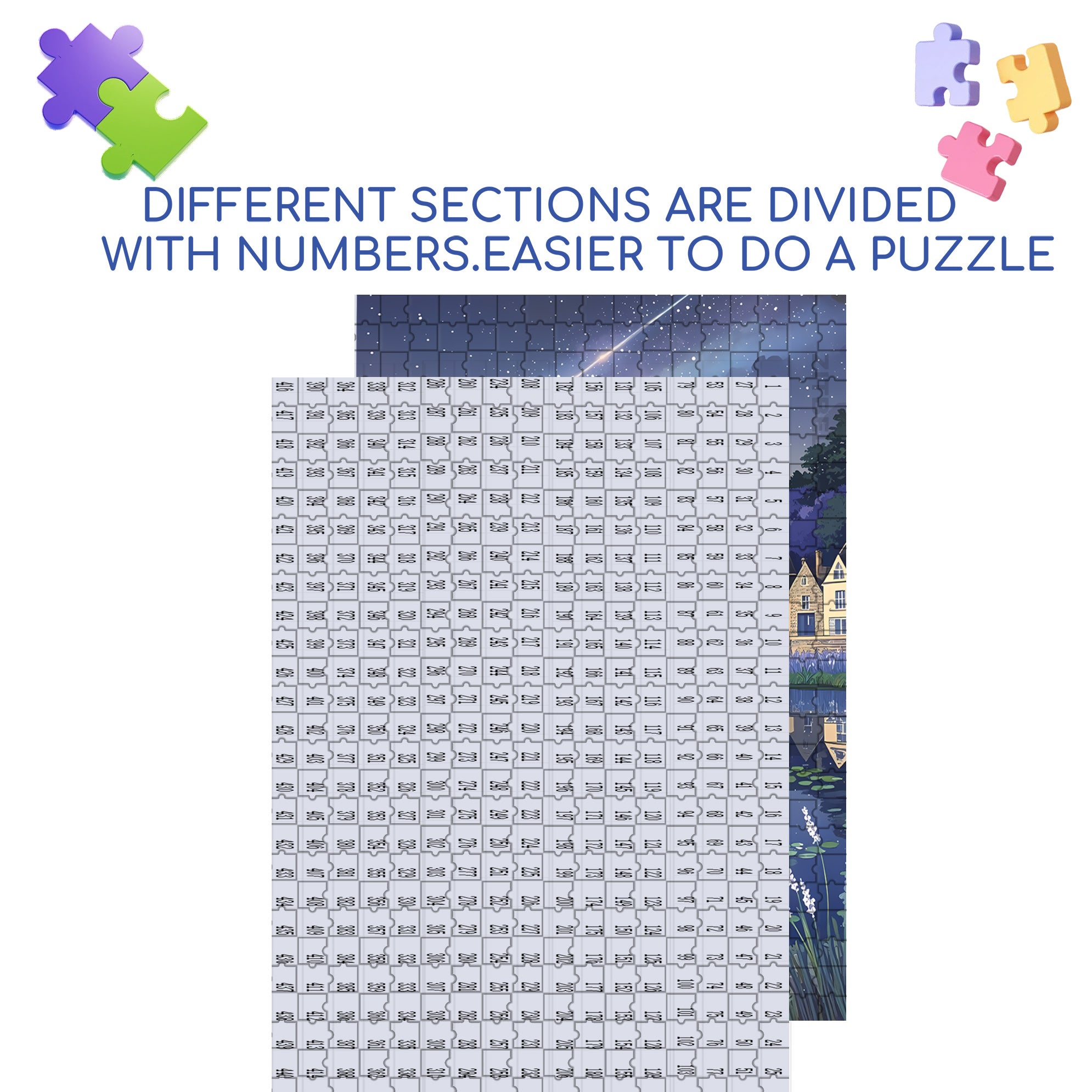 Lavender Town 500pcs/1000pcs Jigsaw Puzzle, Scratch-Resistant, Interactive Family Game & Brain-Boosting DIY Decor, Perfect for Halloween, Christmas & New Year Gifts, Family Puzzle Game