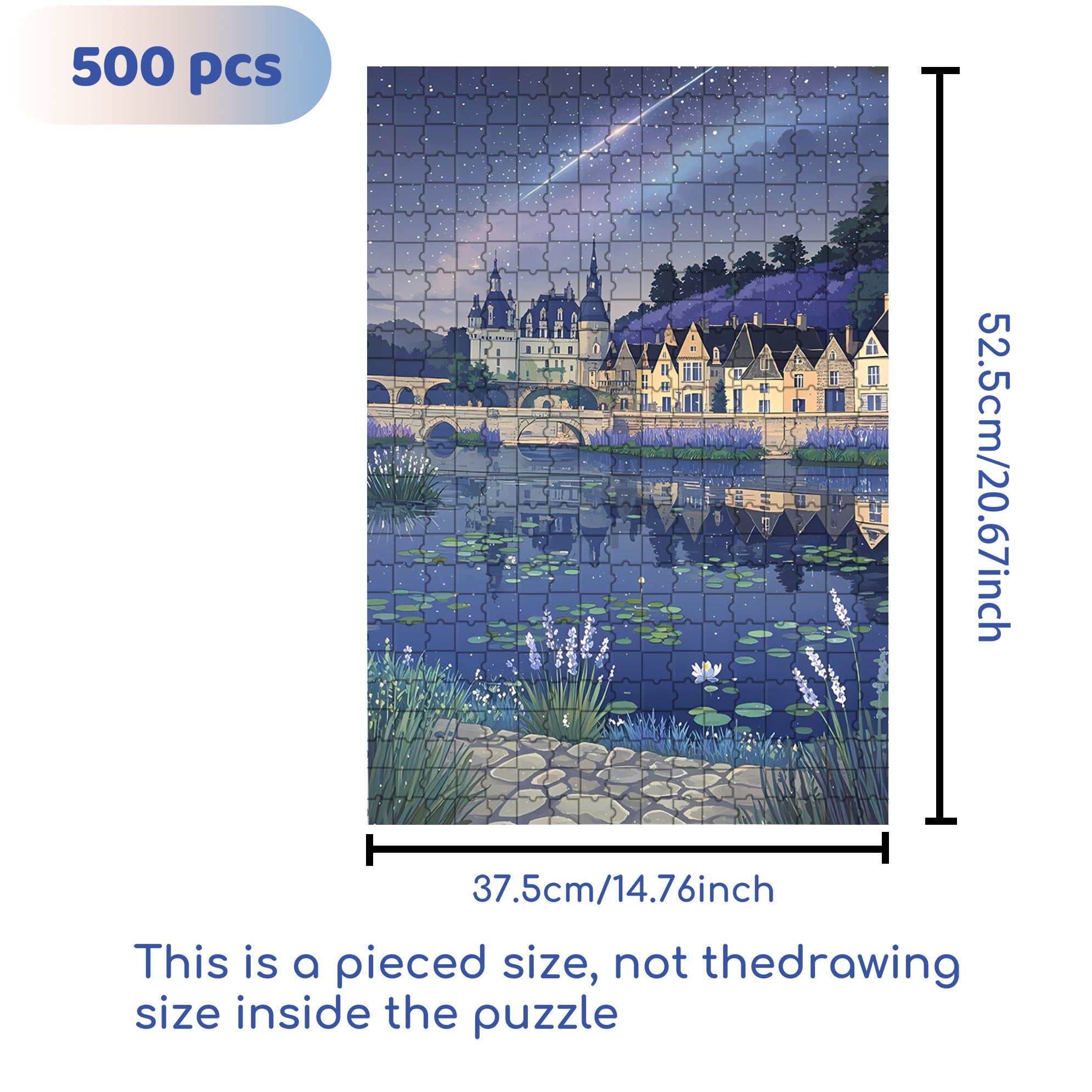 Lavender Town 500pcs/1000pcs Jigsaw Puzzle, Scratch-Resistant, Interactive Family Game & Brain-Boosting DIY Decor, Perfect for Halloween, Christmas & New Year Gifts, Family Puzzle Game
