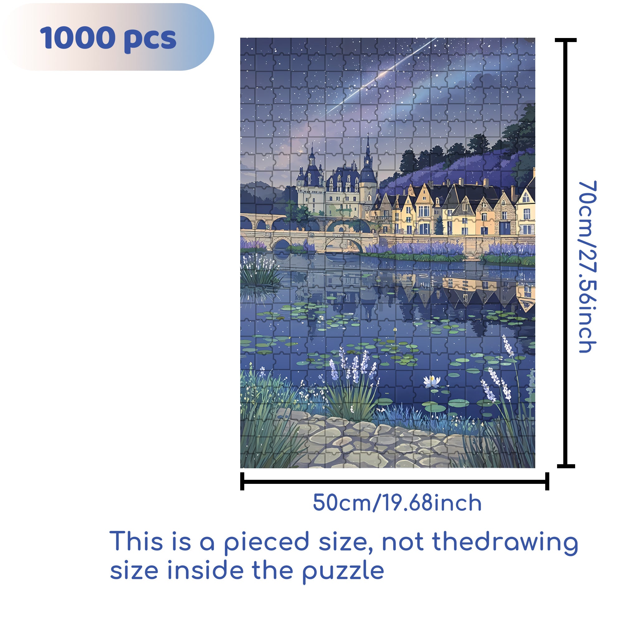 Lavender Town 500pcs/1000pcs Jigsaw Puzzle, Scratch-Resistant, Interactive Family Game & Brain-Boosting DIY Decor, Perfect for Halloween, Christmas & New Year Gifts, Family Puzzle Game
