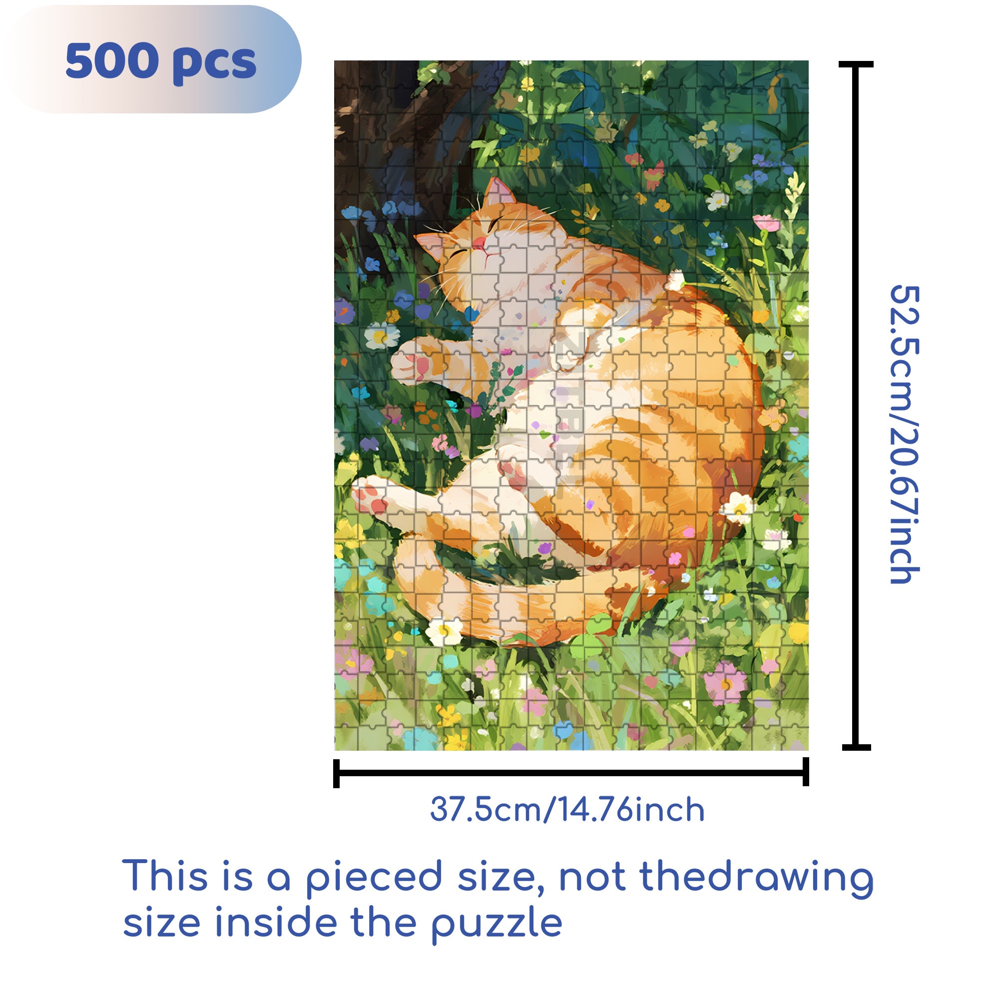Lazy Orange Cat 500pcs/1000pcs Jigsaw Puzzle, Scratch-Resistant, Interactive Family Game & Brain-Boosting DIY Decor, Perfect for Halloween, Christmas & New Year Gifts, Family Puzzle Game