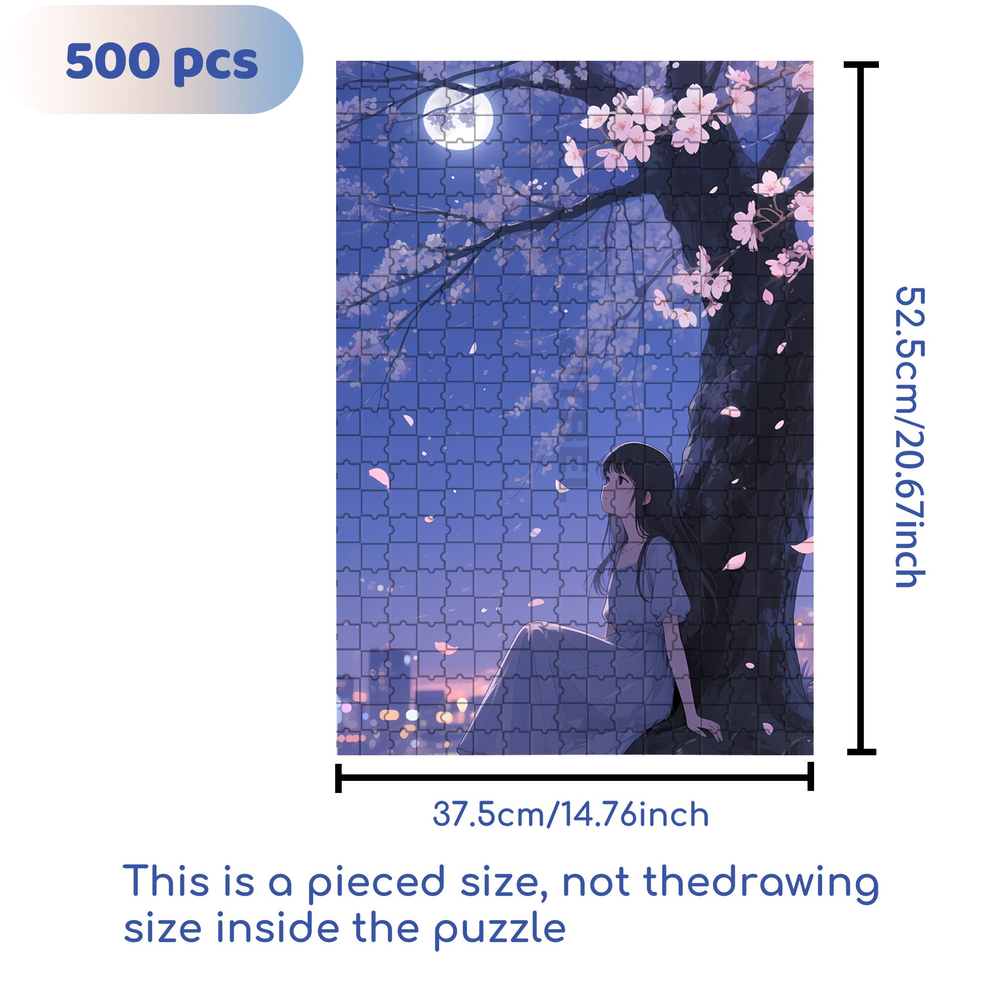 Moonlight Girl 500pcs/1000pcs Jigsaw Puzzle, Scratch-Resistant, Interactive Family Game & Brain-Boosting DIY Decor, Perfect for Halloween, Christmas & New Year Gifts, Family Puzzle Game
