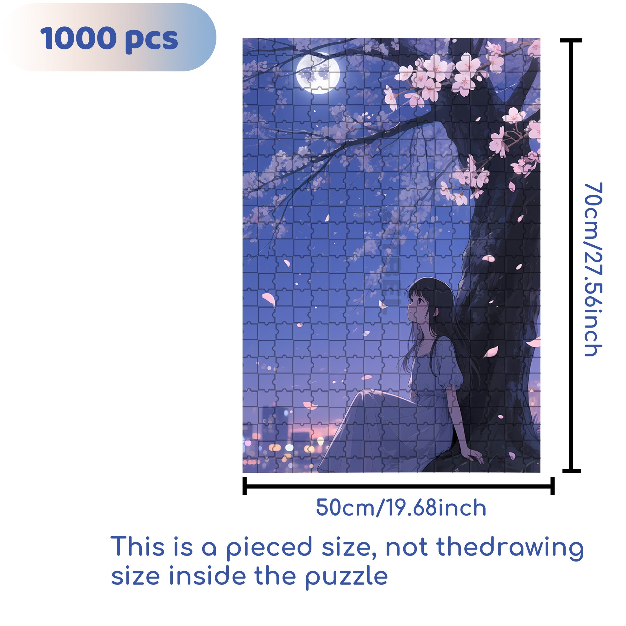 Moonlight Girl 500pcs/1000pcs Jigsaw Puzzle, Scratch-Resistant, Interactive Family Game & Brain-Boosting DIY Decor, Perfect for Halloween, Christmas & New Year Gifts, Family Puzzle Game