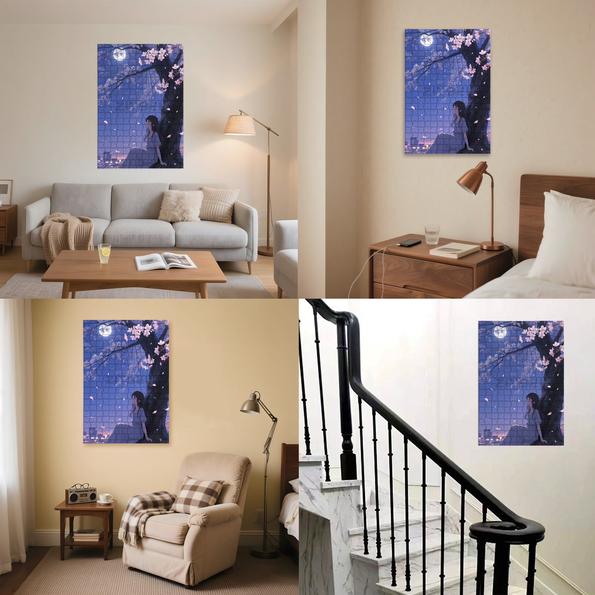 Moonlight Girl 500pcs/1000pcs Jigsaw Puzzle, Scratch-Resistant, Interactive Family Game & Brain-Boosting DIY Decor, Perfect for Halloween, Christmas & New Year Gifts, Family Puzzle Game