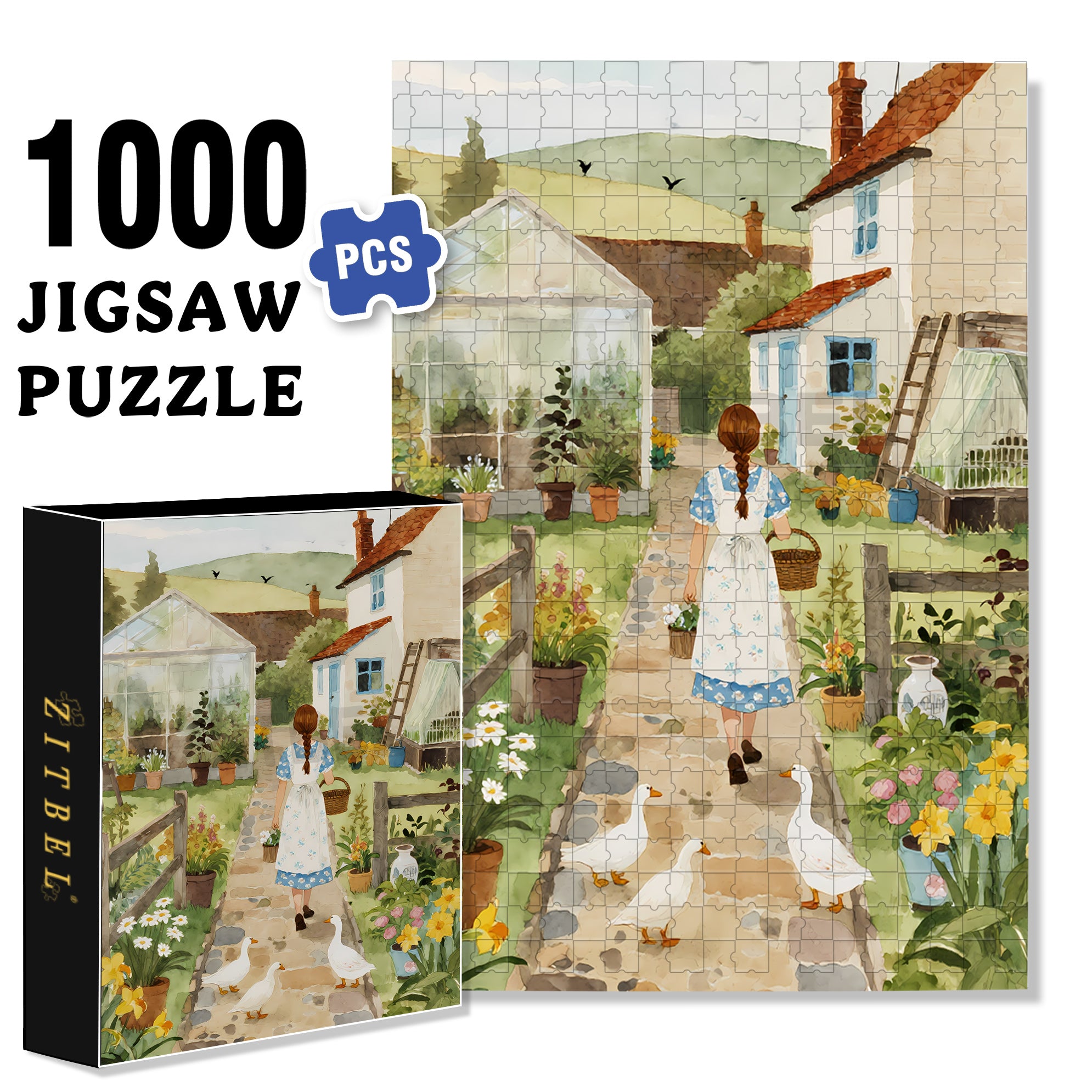 My Garden 500pcs/1000pcs Jigsaw Puzzle, Scratch-Resistant, Interactive Family Game & Brain-Boosting DIY Decor, Perfect for Halloween, Christmas & New Year Gifts, Family Puzzle Game