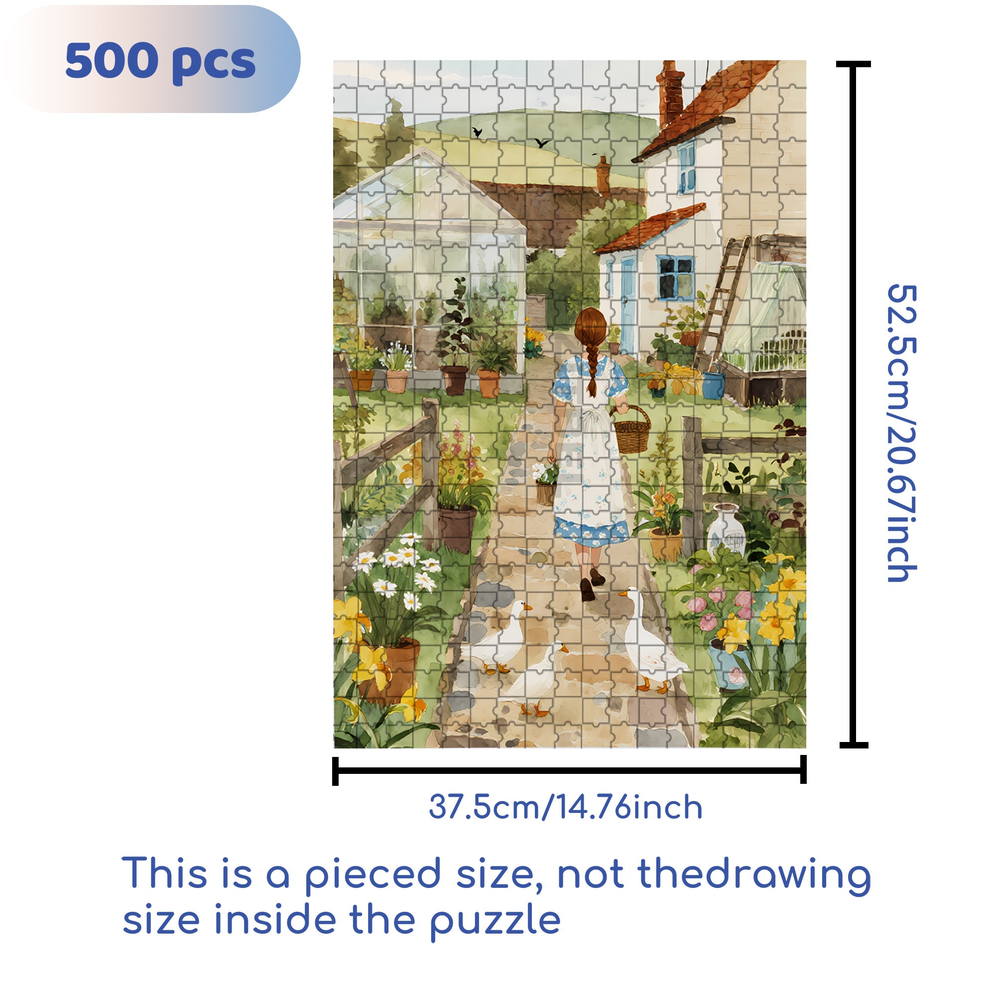 My Garden 500pcs/1000pcs Jigsaw Puzzle, Scratch-Resistant, Interactive Family Game & Brain-Boosting DIY Decor, Perfect for Halloween, Christmas & New Year Gifts, Family Puzzle Game