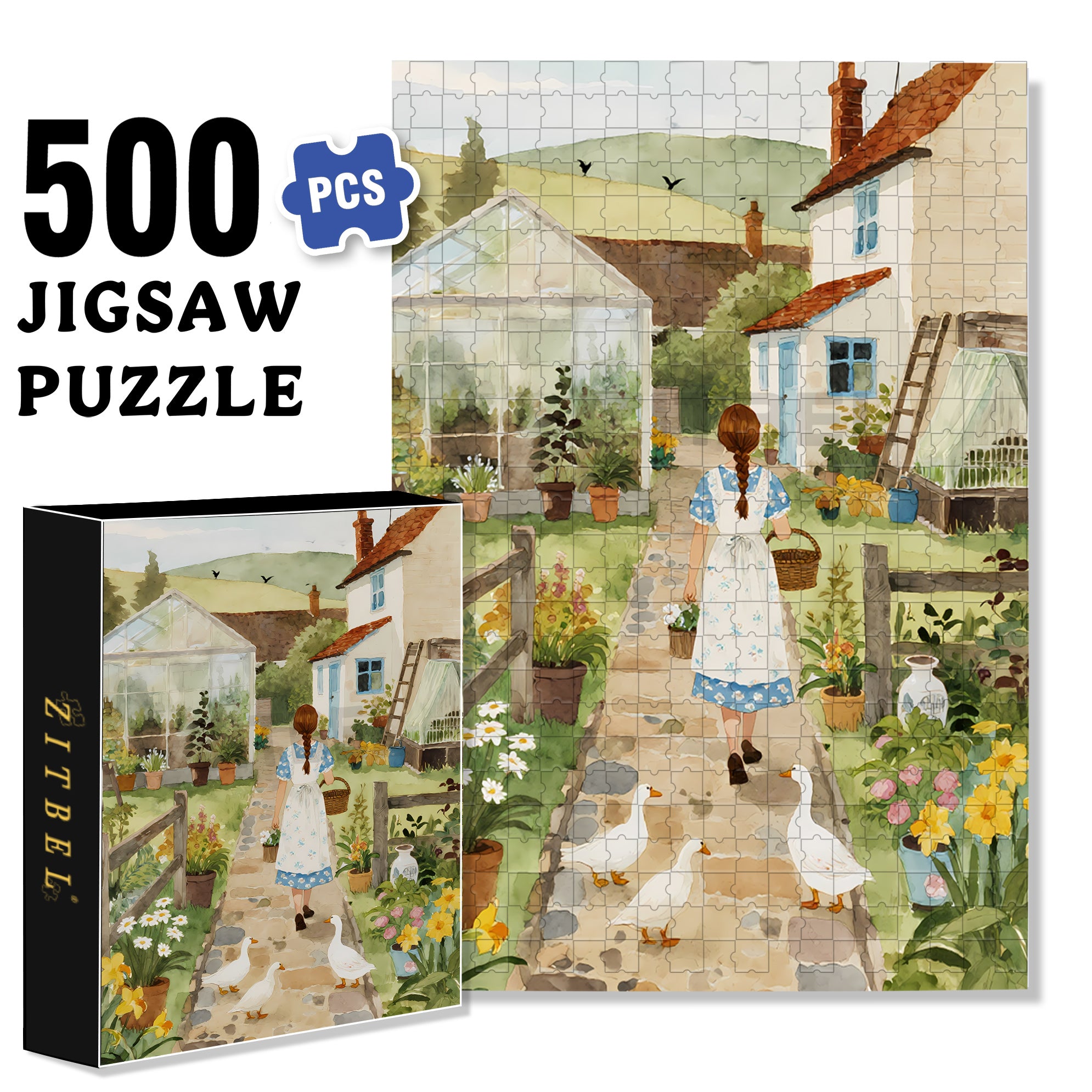 My Garden 500pcs/1000pcs Jigsaw Puzzle, Scratch-Resistant, Interactive Family Game & Brain-Boosting DIY Decor, Perfect for Halloween, Christmas & New Year Gifts, Family Puzzle Game