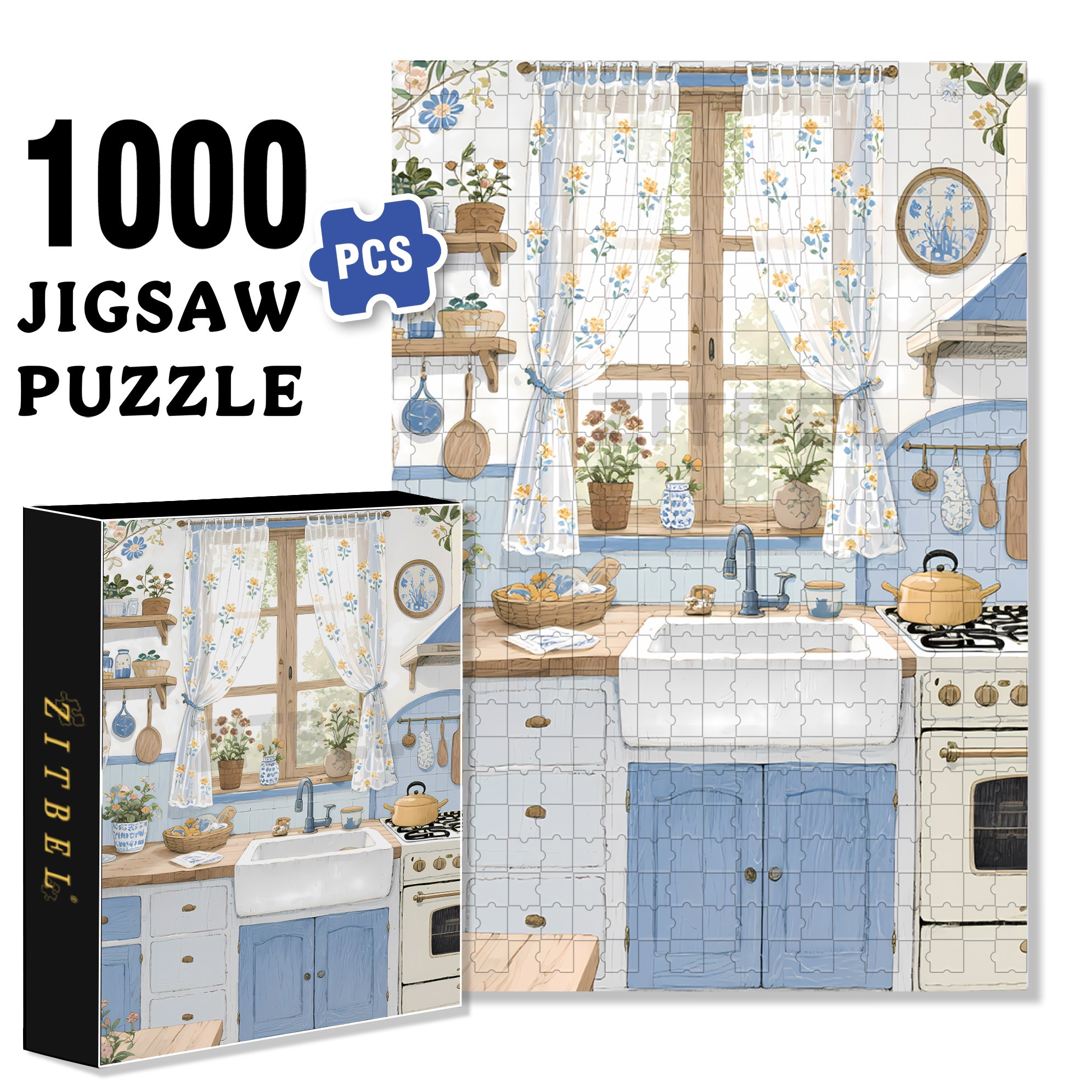 My Kitchen 500pcs/1000pcs Jigsaw Puzzle, Scratch-Resistant, Interactive Family Game & Brain-Boosting DIY Decor, Perfect for Halloween, Christmas & New Year Gifts, Family Puzzle Game