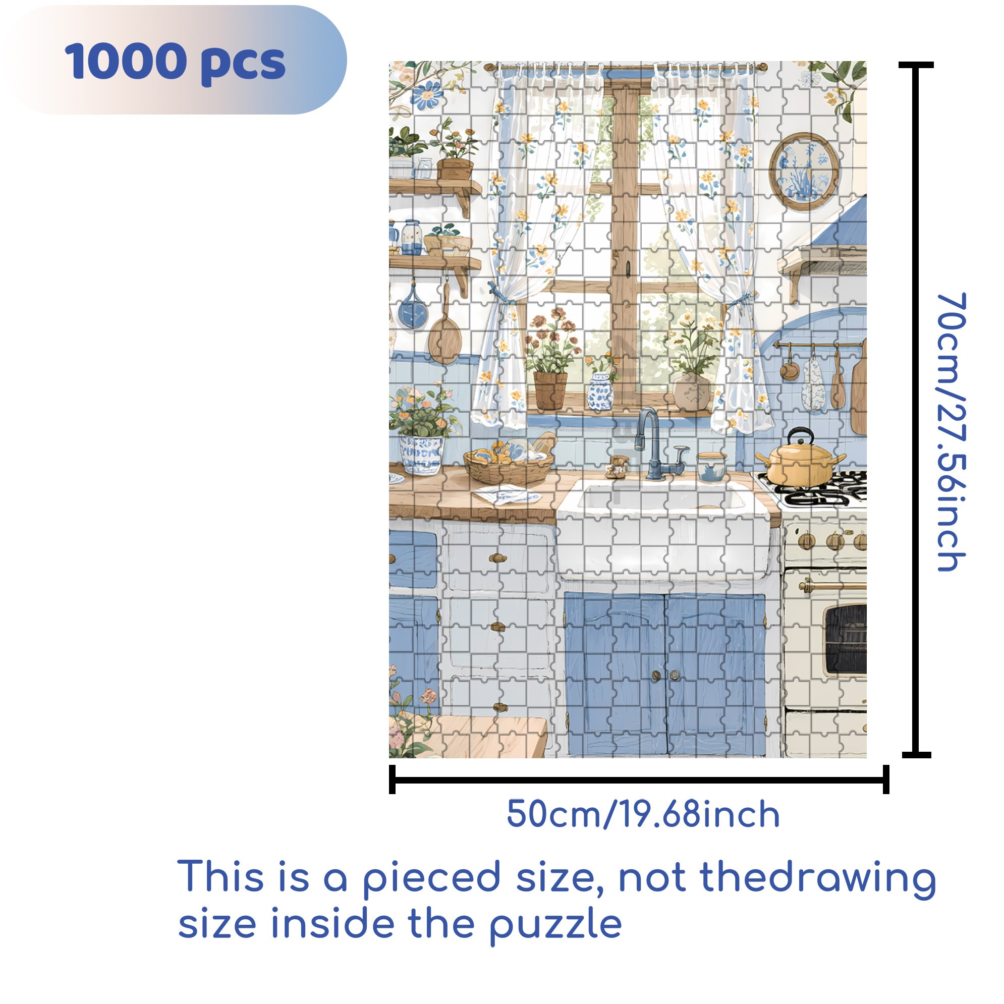 My Kitchen 500pcs/1000pcs Jigsaw Puzzle, Scratch-Resistant, Interactive Family Game & Brain-Boosting DIY Decor, Perfect for Halloween, Christmas & New Year Gifts, Family Puzzle Game