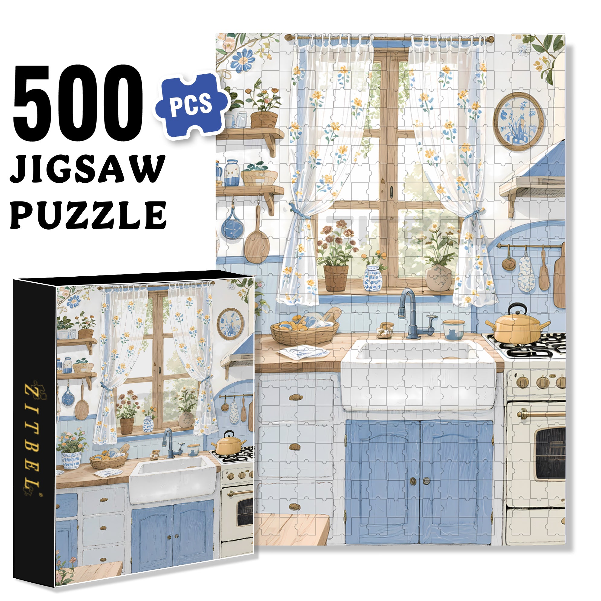 My Kitchen 500pcs/1000pcs Jigsaw Puzzle, Scratch-Resistant, Interactive Family Game & Brain-Boosting DIY Decor, Perfect for Halloween, Christmas & New Year Gifts, Family Puzzle Game