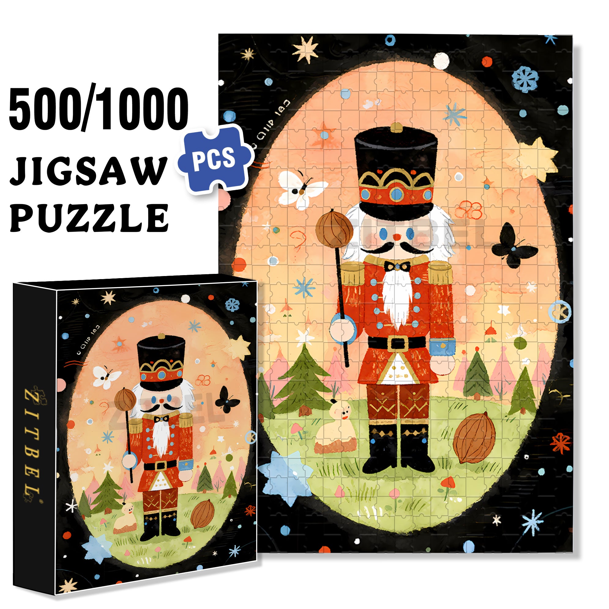 Nutcracker 500pcs/1000pcs Jigsaw Puzzle, Scratch-Resistant, Interactive Family Game & Brain-Boosting DIY Decor, Perfect for Halloween, Christmas & New Year Gifts, Family Puzzle Game