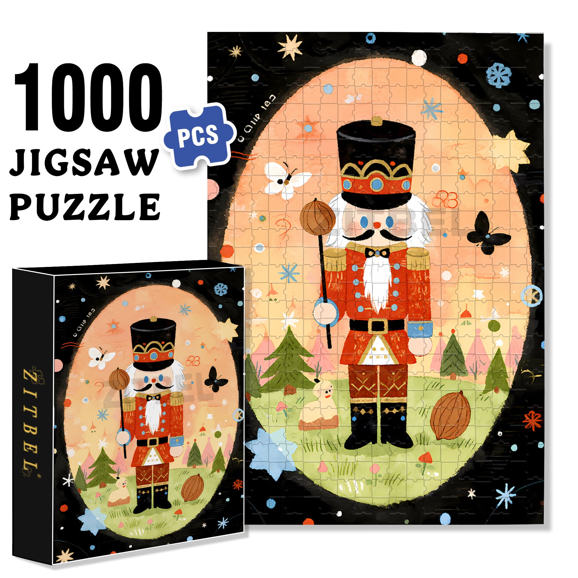 Nutcracker 500pcs/1000pcs Jigsaw Puzzle, Scratch-Resistant, Interactive Family Game & Brain-Boosting DIY Decor, Perfect for Halloween, Christmas & New Year Gifts, Family Puzzle Game