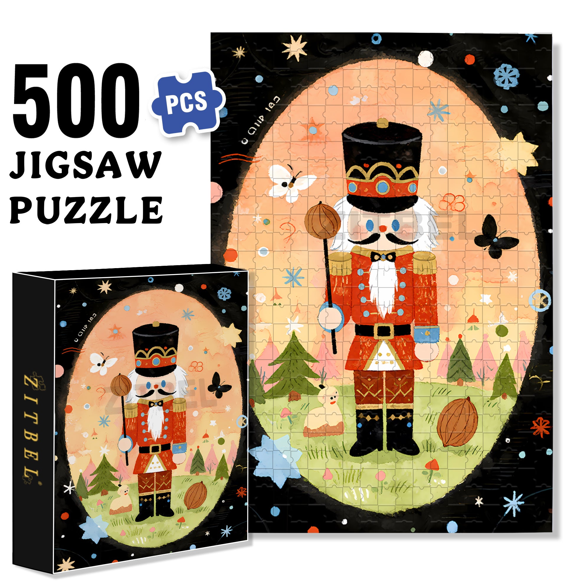 Nutcracker 500pcs/1000pcs Jigsaw Puzzle, Scratch-Resistant, Interactive Family Game & Brain-Boosting DIY Decor, Perfect for Halloween, Christmas & New Year Gifts, Family Puzzle Game