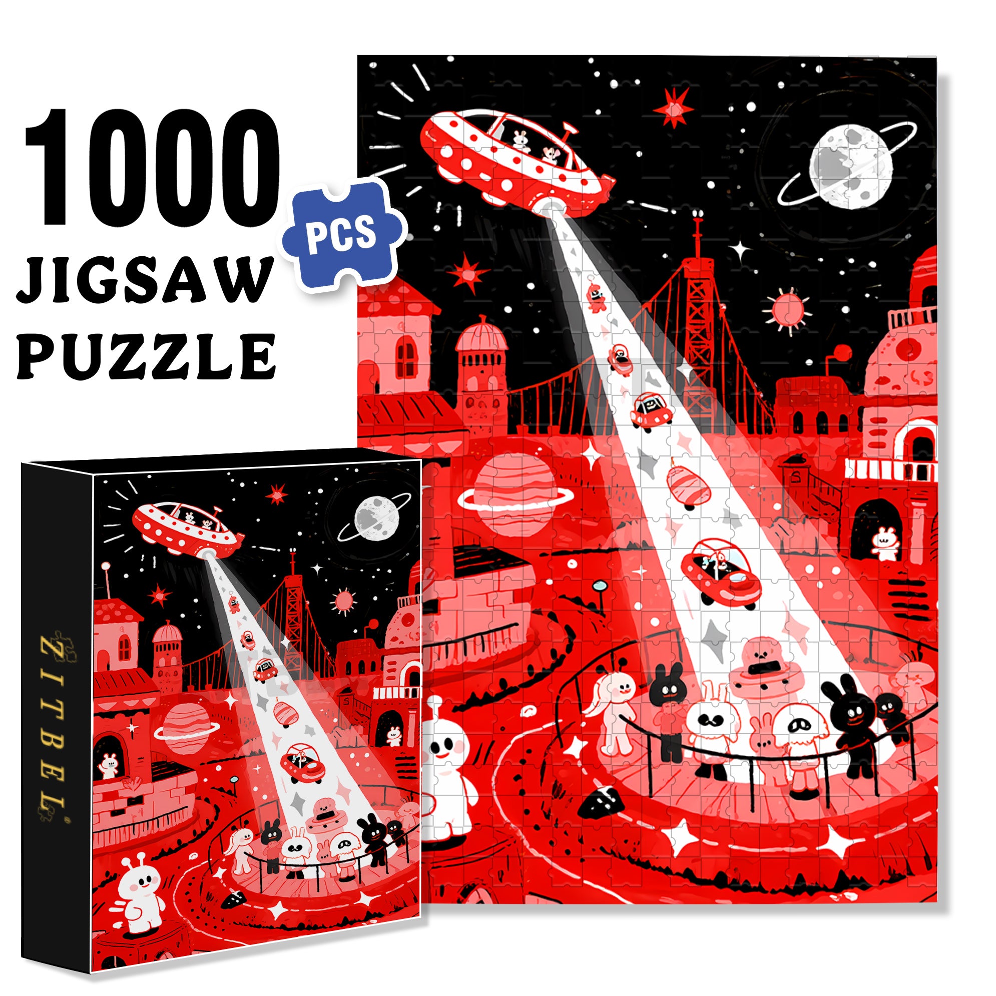 Outer Space1 500pcs/1000pcs Jigsaw Puzzle, Scratch-Resistant, Interactive Family Game & Brain-Boosting DIY Decor, Perfect for Halloween, Christmas & New Year Gifts, Family Puzzle Game