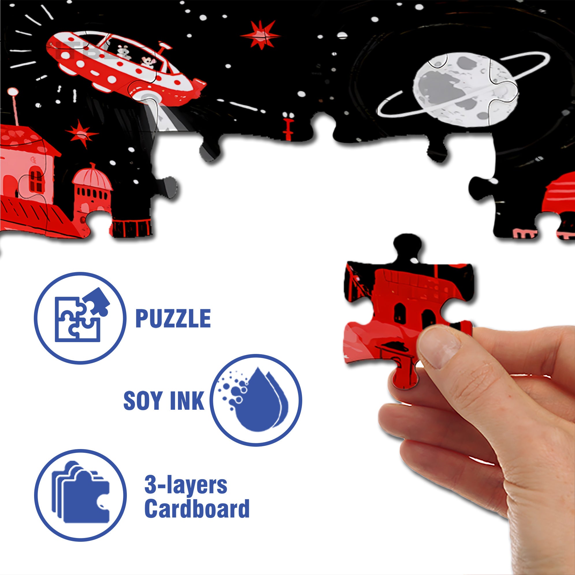 Outer Space1 500pcs/1000pcs Jigsaw Puzzle, Scratch-Resistant, Interactive Family Game & Brain-Boosting DIY Decor, Perfect for Halloween, Christmas & New Year Gifts, Family Puzzle Game