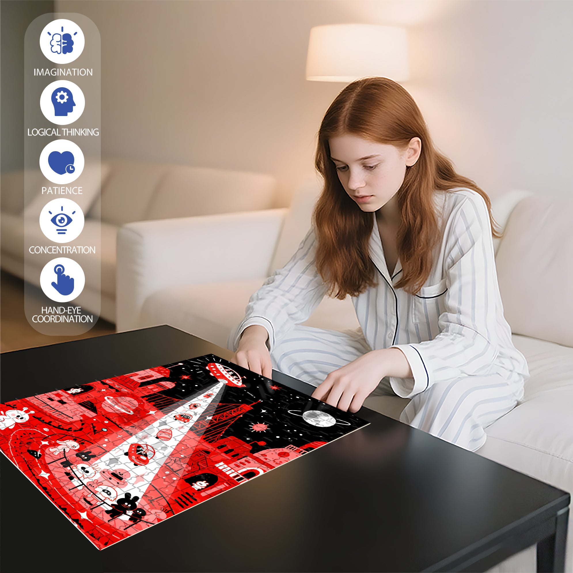 Outer Space1 500pcs/1000pcs Jigsaw Puzzle, Scratch-Resistant, Interactive Family Game & Brain-Boosting DIY Decor, Perfect for Halloween, Christmas & New Year Gifts, Family Puzzle Game
