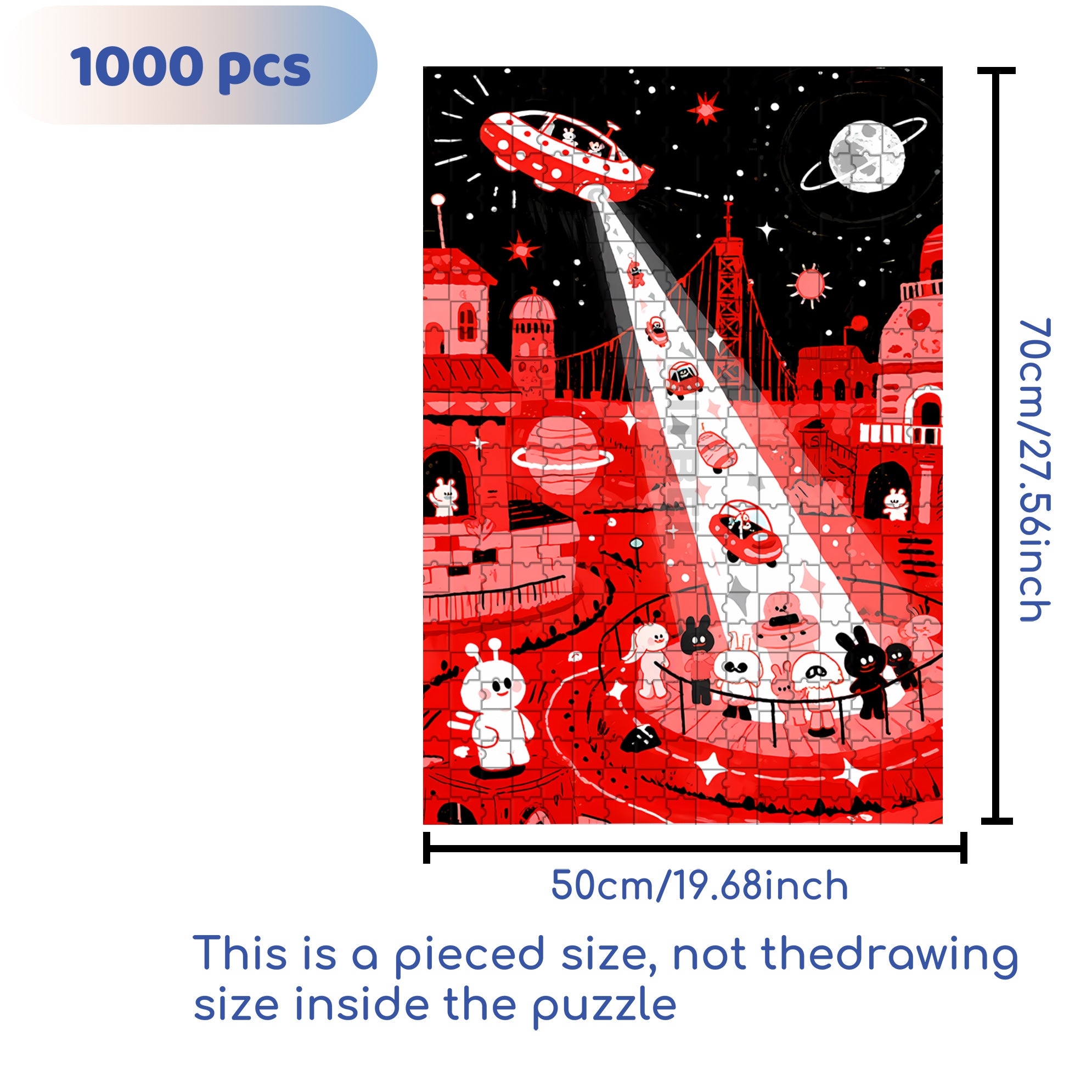 Outer Space1 500pcs/1000pcs Jigsaw Puzzle, Scratch-Resistant, Interactive Family Game & Brain-Boosting DIY Decor, Perfect for Halloween, Christmas & New Year Gifts, Family Puzzle Game