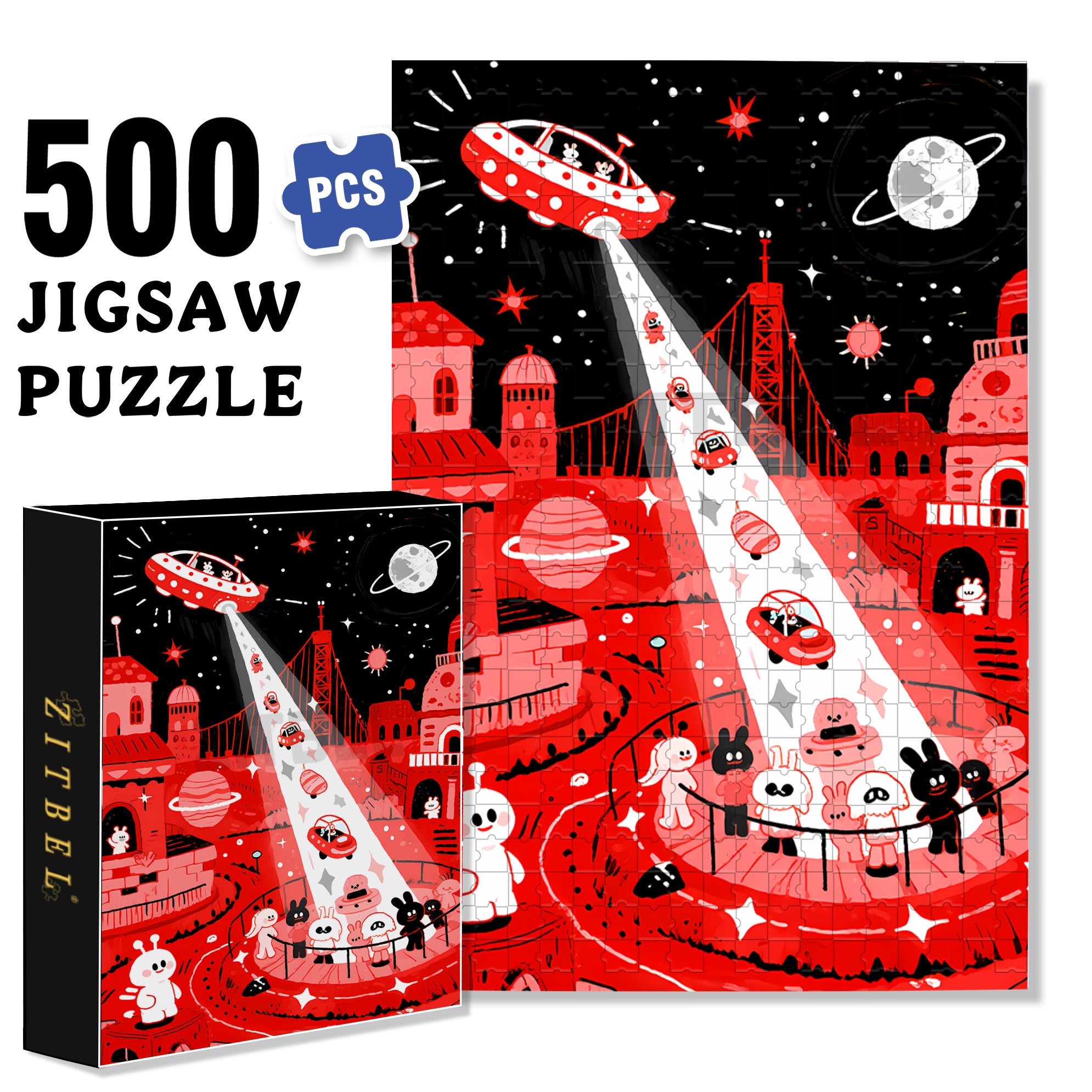 Outer Space1 500pcs/1000pcs Jigsaw Puzzle, Scratch-Resistant, Interactive Family Game & Brain-Boosting DIY Decor, Perfect for Halloween, Christmas & New Year Gifts, Family Puzzle Game