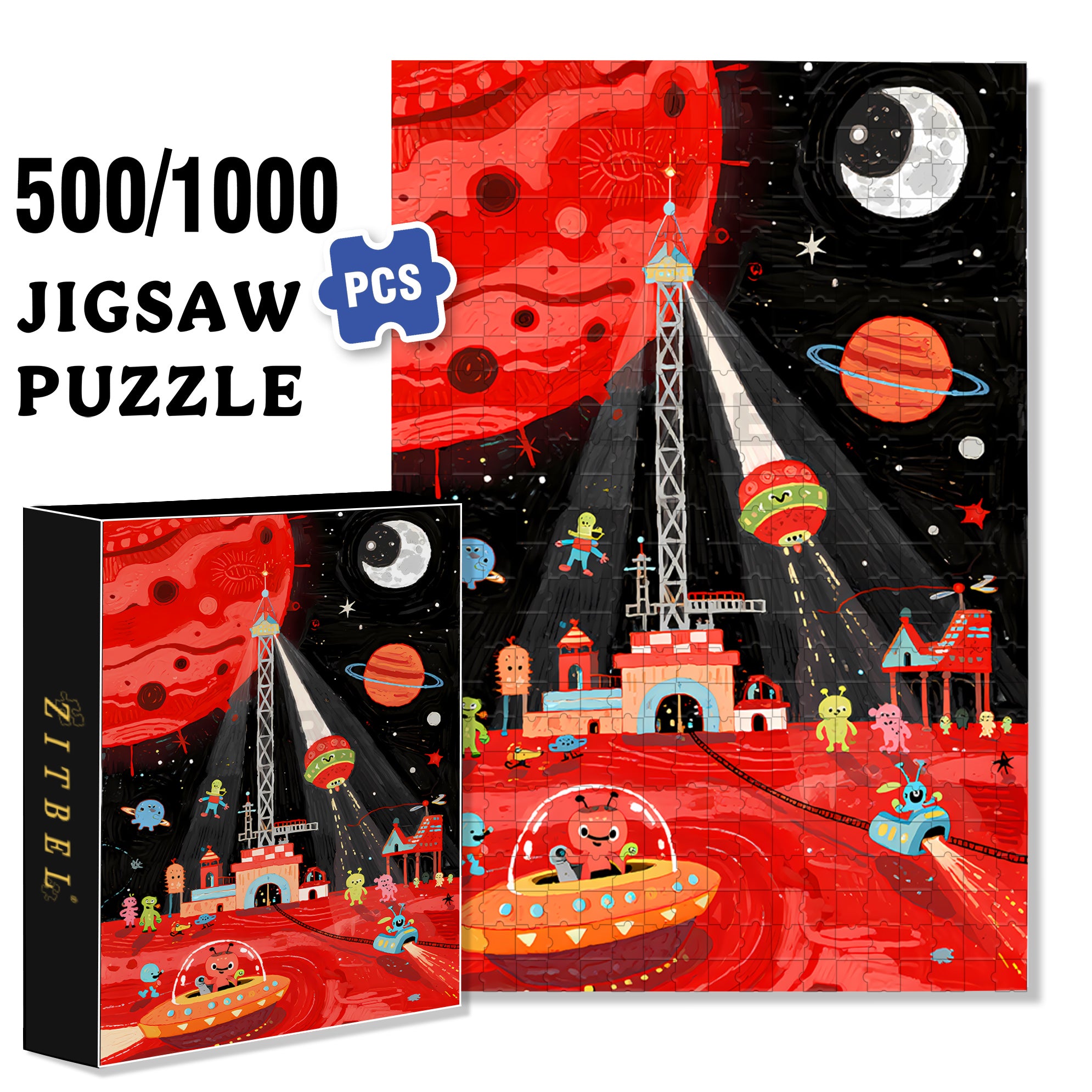 Outer Space2 500pcs/1000pcs Jigsaw Puzzle, Scratch-Resistant, Interactive Family Game & Brain-Boosting DIY Decor, Perfect for Halloween, Christmas & New Year Gifts, Family Puzzle Game