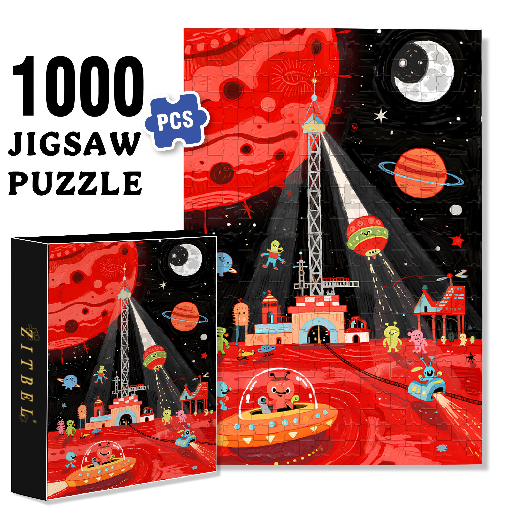 Outer Space2 500pcs/1000pcs Jigsaw Puzzle, Scratch-Resistant, Interactive Family Game & Brain-Boosting DIY Decor, Perfect for Halloween, Christmas & New Year Gifts, Family Puzzle Game