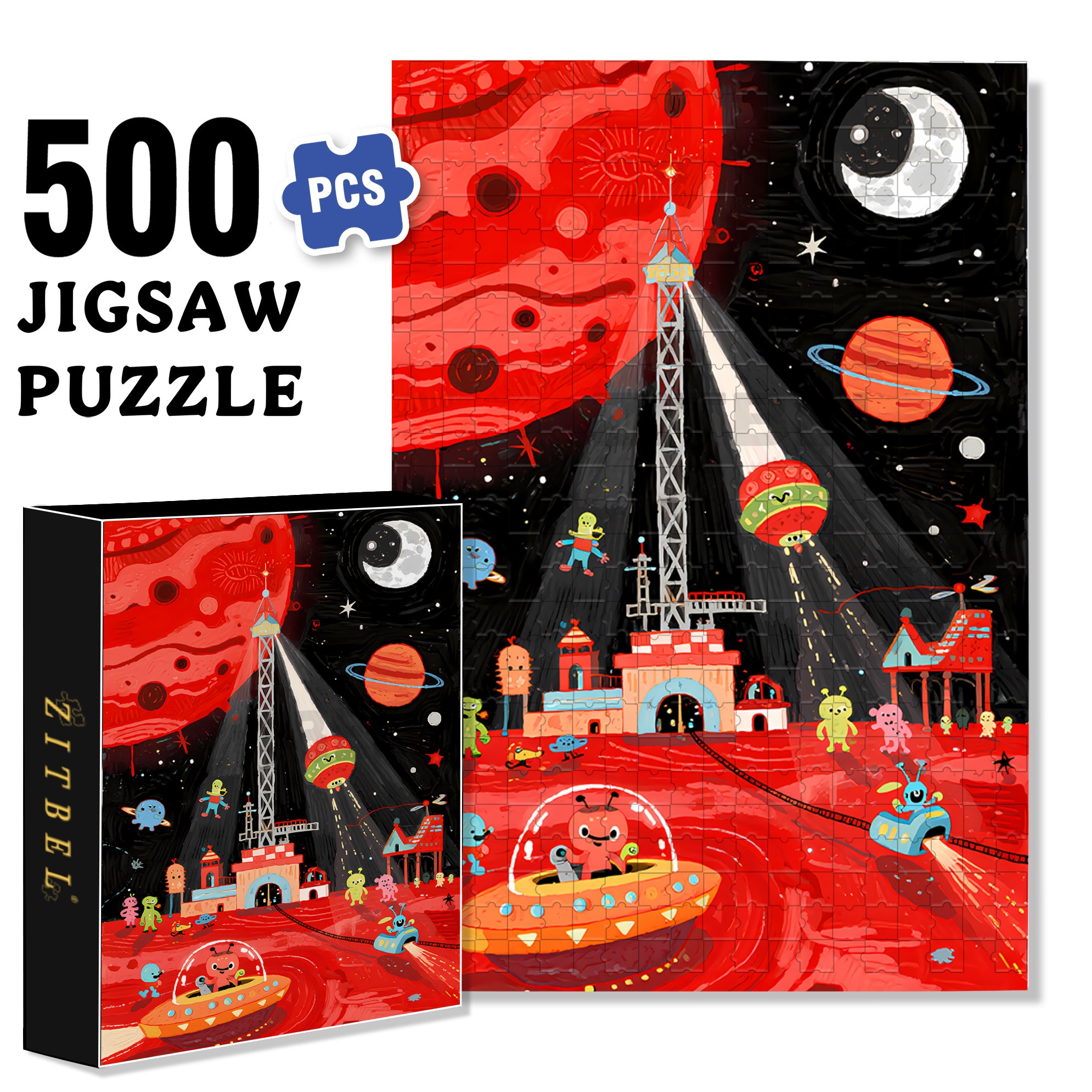 Outer Space2 500pcs/1000pcs Jigsaw Puzzle, Scratch-Resistant, Interactive Family Game & Brain-Boosting DIY Decor, Perfect for Halloween, Christmas & New Year Gifts, Family Puzzle Game