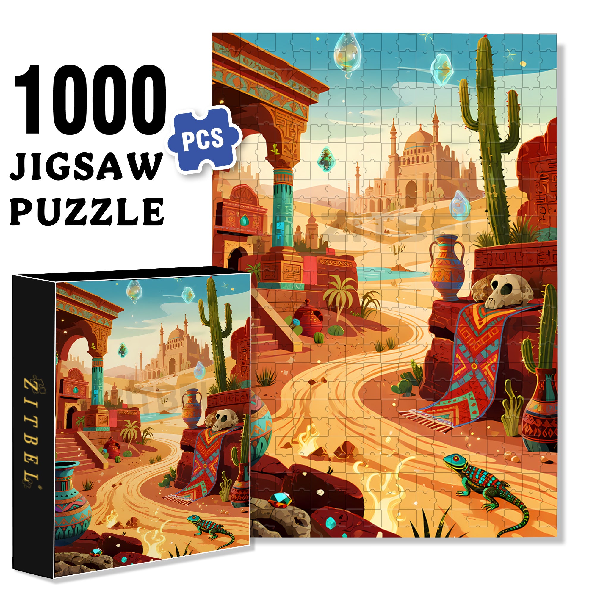 Palace In The Desert 500pcs/1000pcs Jigsaw Puzzle, Scratch-Resistant, Interactive Family Game & Brain-Boosting DIY Decor, Perfect for Halloween, Christmas & New Year Gifts, Family Puzzle Game