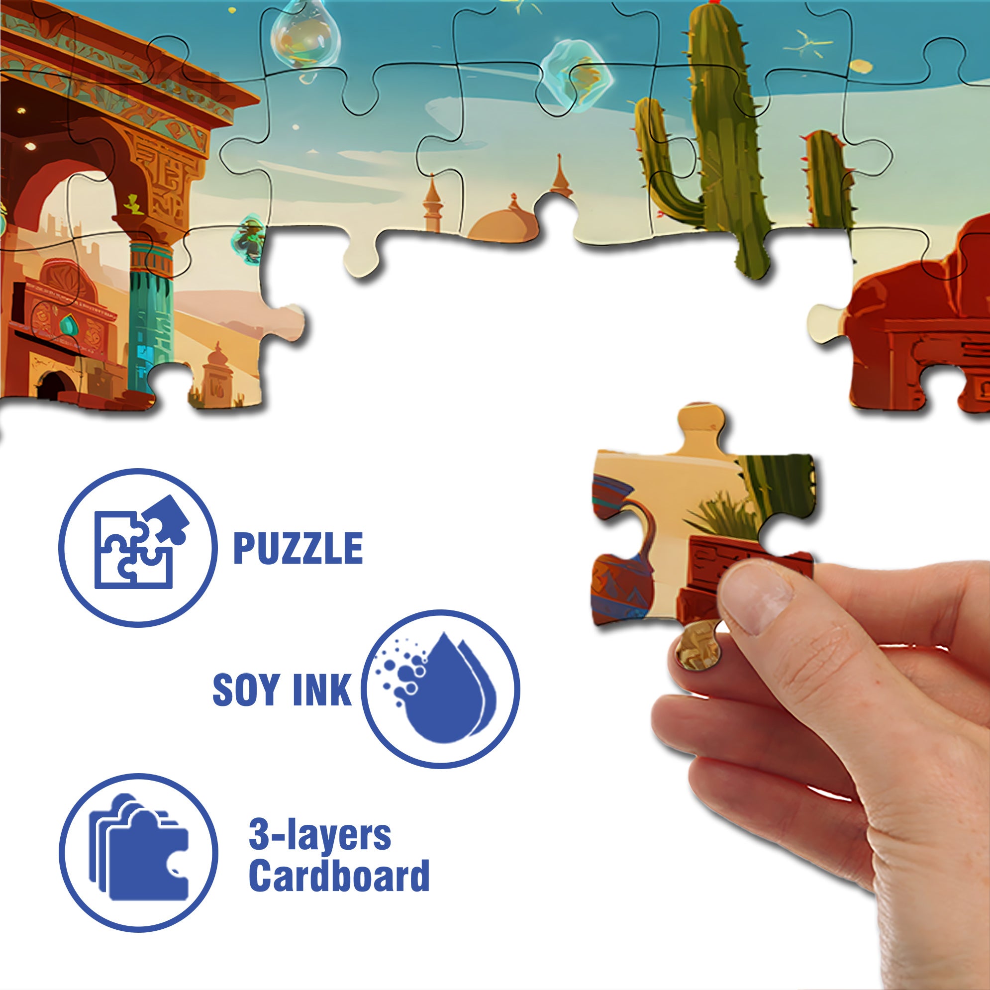 Palace In The Desert 500pcs/1000pcs Jigsaw Puzzle, Scratch-Resistant, Interactive Family Game & Brain-Boosting DIY Decor, Perfect for Halloween, Christmas & New Year Gifts, Family Puzzle Game
