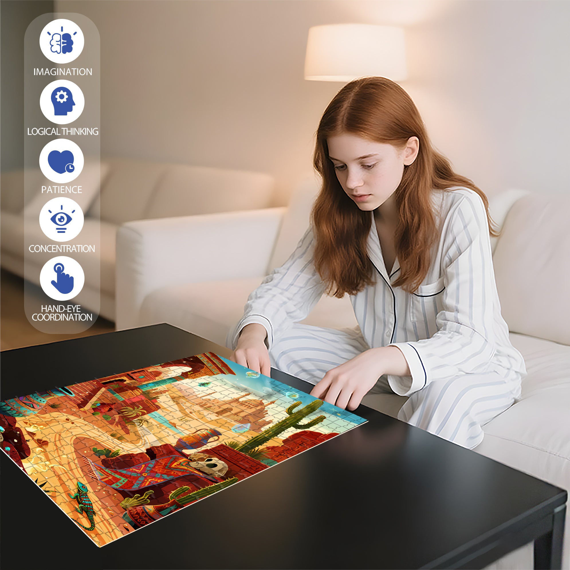 Palace In The Desert 500pcs/1000pcs Jigsaw Puzzle, Scratch-Resistant, Interactive Family Game & Brain-Boosting DIY Decor, Perfect for Halloween, Christmas & New Year Gifts, Family Puzzle Game