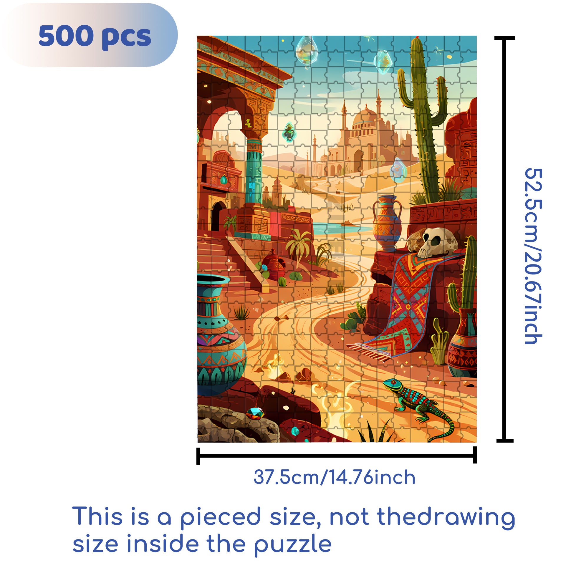Palace In The Desert 500pcs/1000pcs Jigsaw Puzzle, Scratch-Resistant, Interactive Family Game & Brain-Boosting DIY Decor, Perfect for Halloween, Christmas & New Year Gifts, Family Puzzle Game