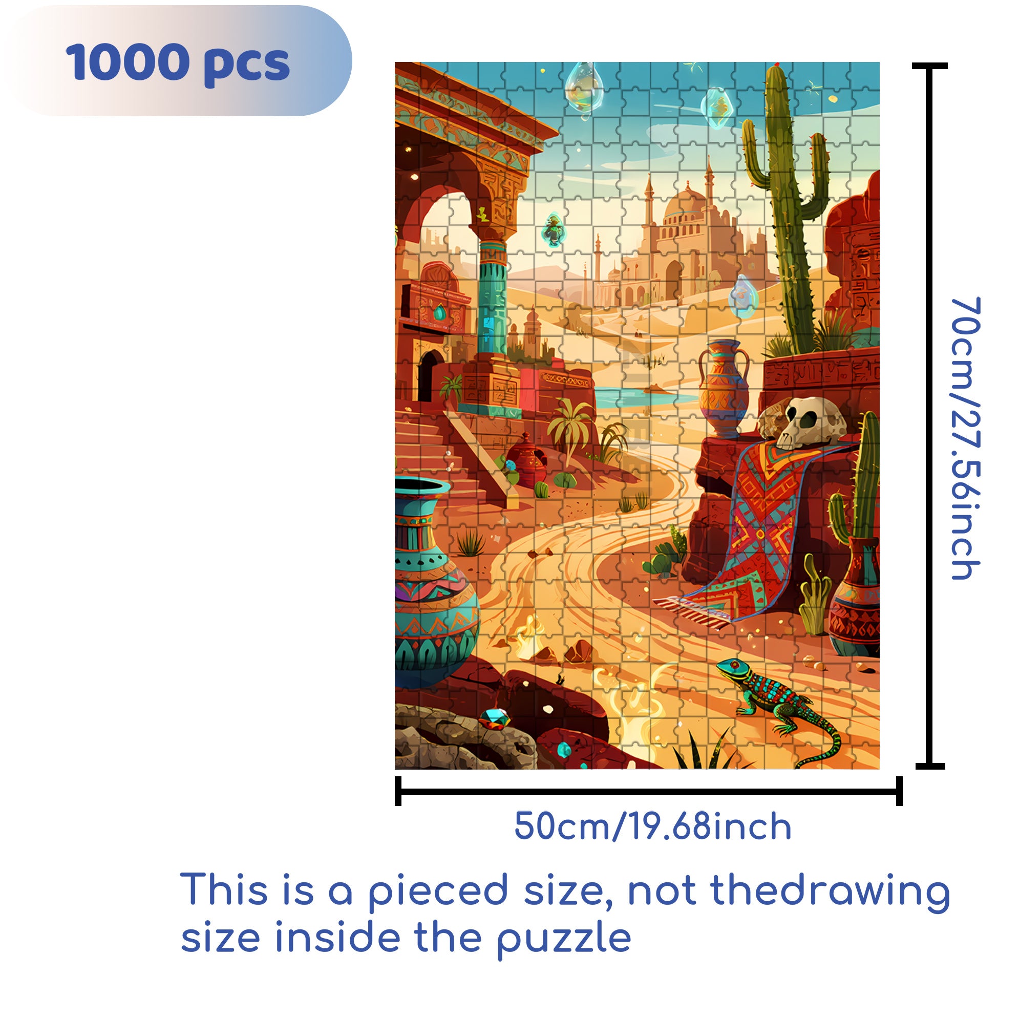 Palace In The Desert 500pcs/1000pcs Jigsaw Puzzle, Scratch-Resistant, Interactive Family Game & Brain-Boosting DIY Decor, Perfect for Halloween, Christmas & New Year Gifts, Family Puzzle Game