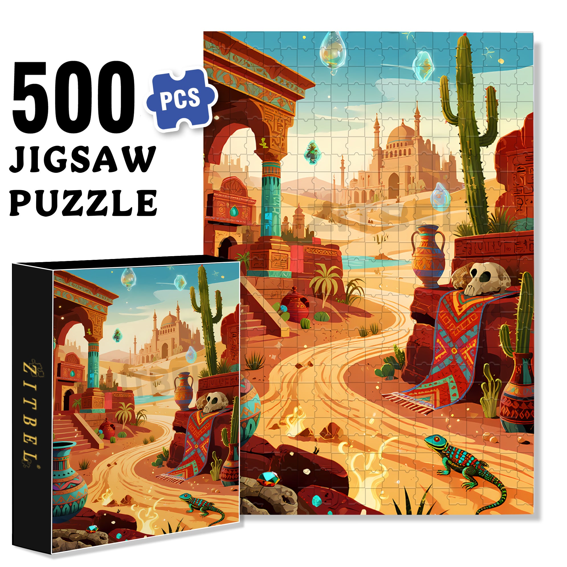 Palace In The Desert 500pcs/1000pcs Jigsaw Puzzle, Scratch-Resistant, Interactive Family Game & Brain-Boosting DIY Decor, Perfect for Halloween, Christmas & New Year Gifts, Family Puzzle Game