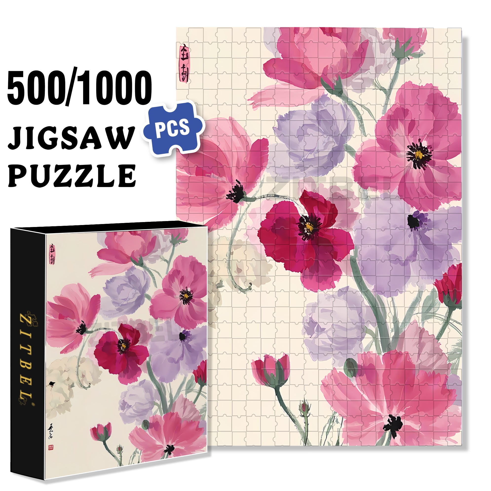 Papaver Rhoeas 500pcs/1000pcs Jigsaw Puzzle, Scratch-Resistant, Interactive Family Game & Brain-Boosting DIY Decor, Perfect for Halloween, Christmas & New Year Gifts, Family Puzzle Game