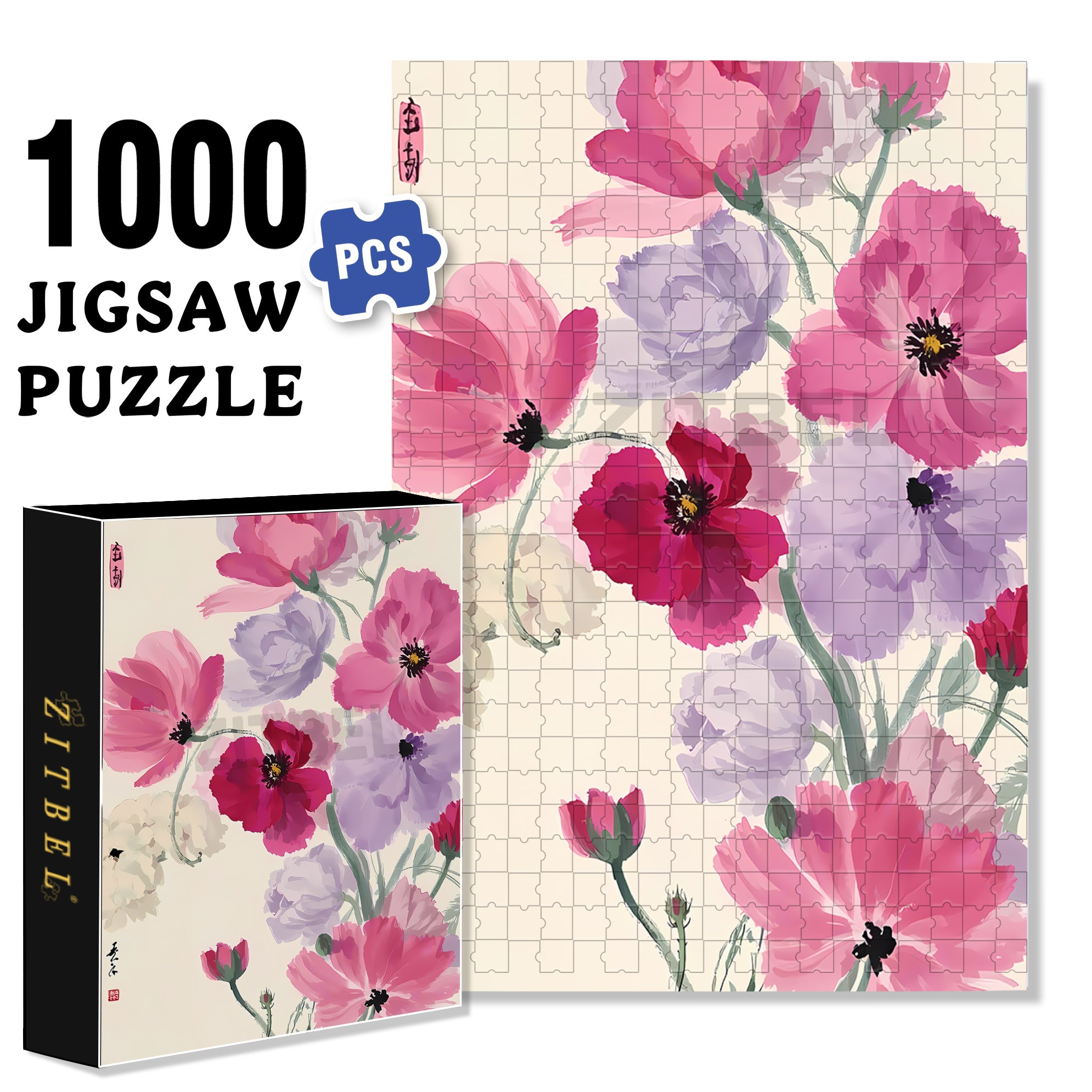 Papaver Rhoeas 500pcs/1000pcs Jigsaw Puzzle, Scratch-Resistant, Interactive Family Game & Brain-Boosting DIY Decor, Perfect for Halloween, Christmas & New Year Gifts, Family Puzzle Game